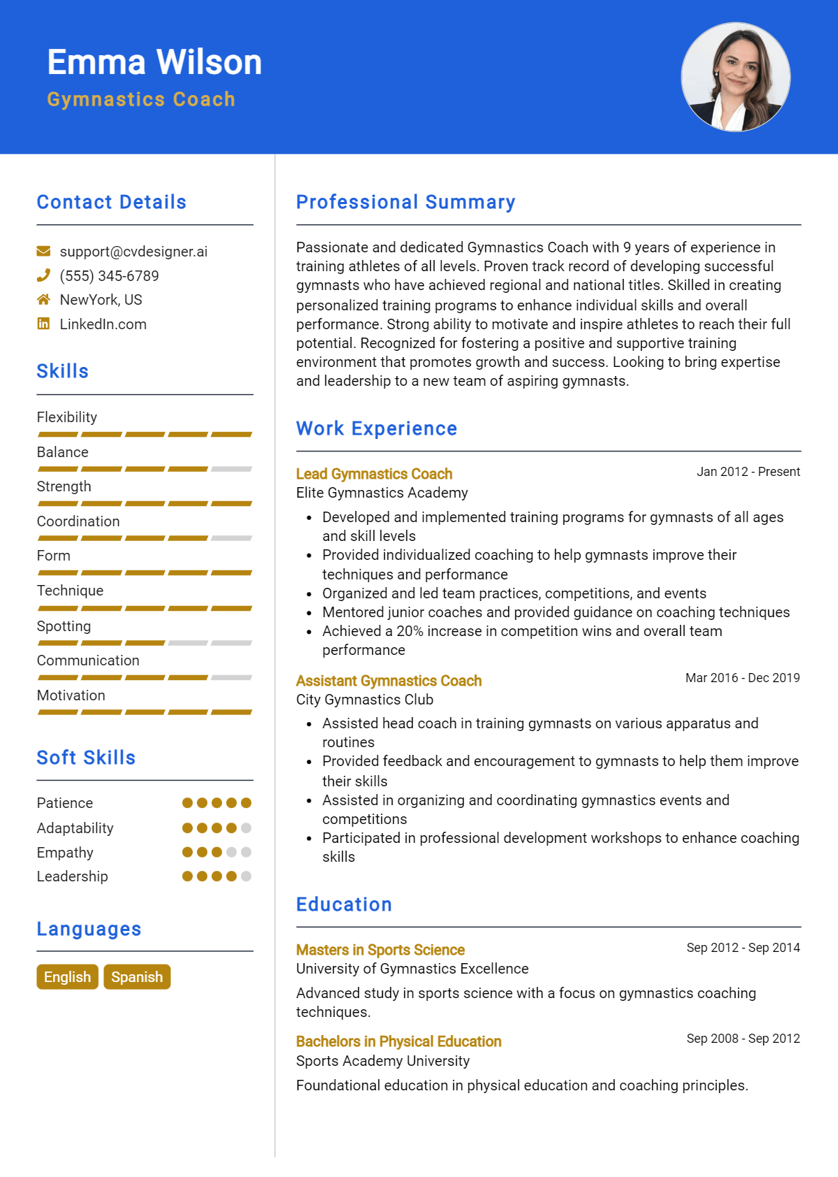 Gymnastics Coach Resume Example for 2026: How to Craft a Winning CV Preview
