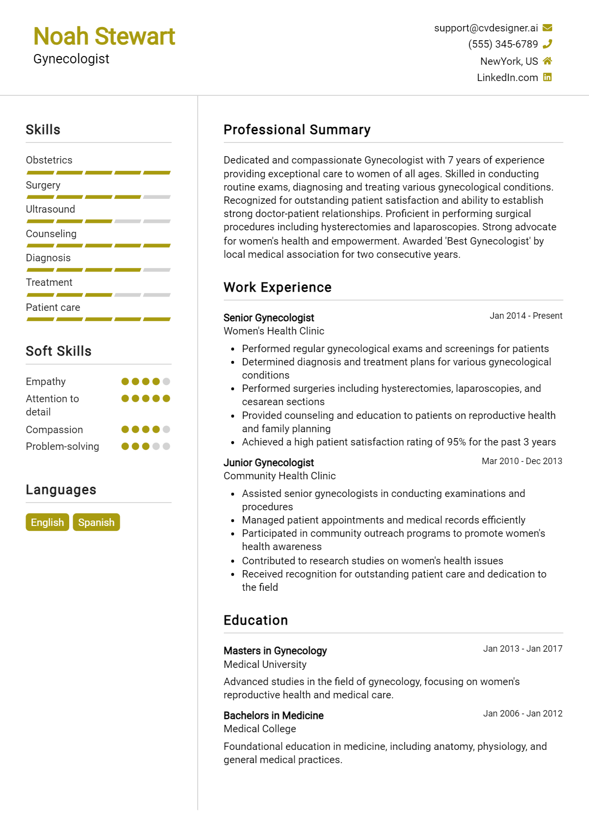 Gynecologist Resume Example for 2026: Proven Tips & Templates Preview