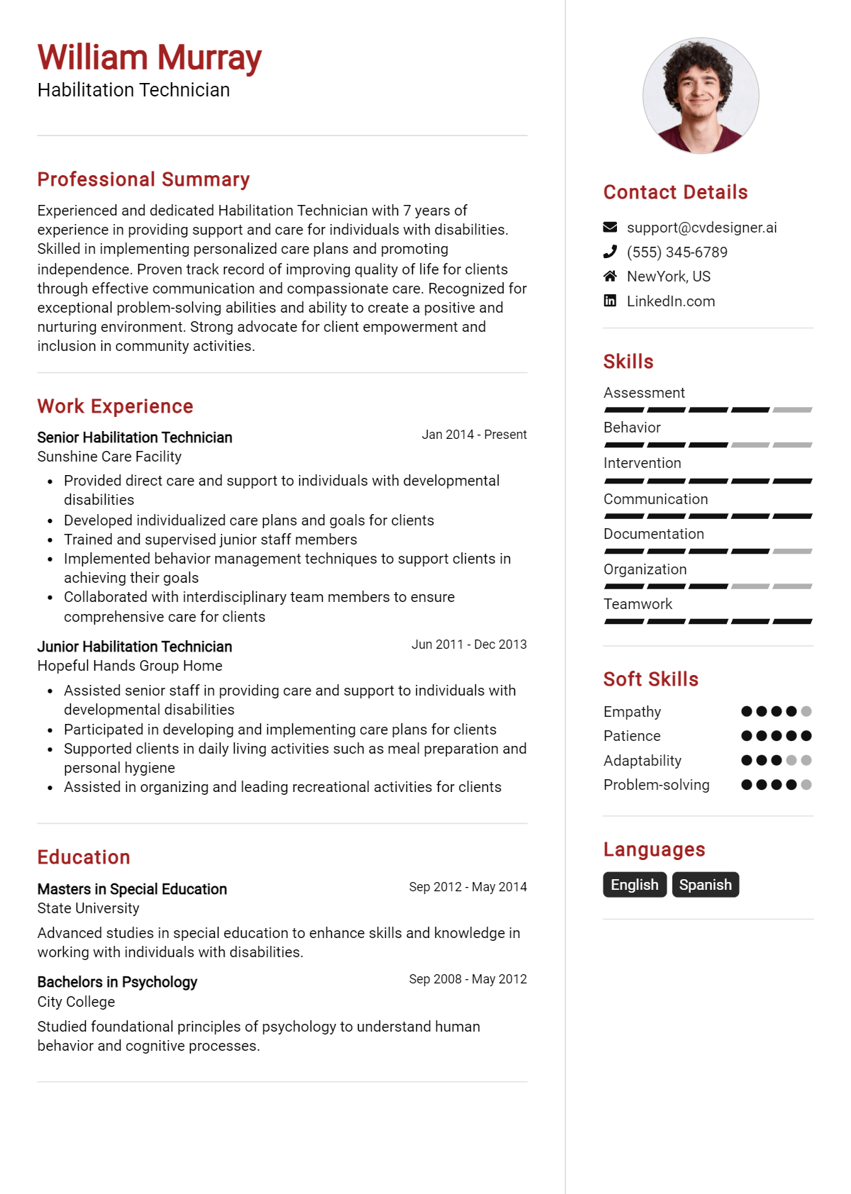 Habilitation Technician Resume Example for 2026: Writing Guide Preview