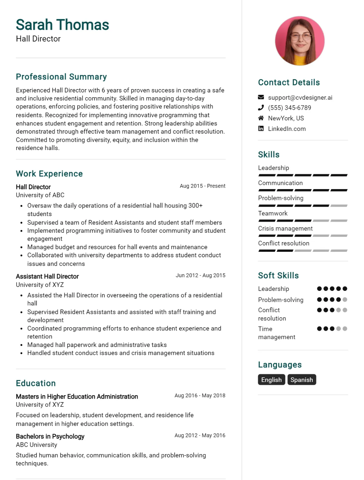 Hall Director CV Example For 2026: Proven Tips & Templates Preview