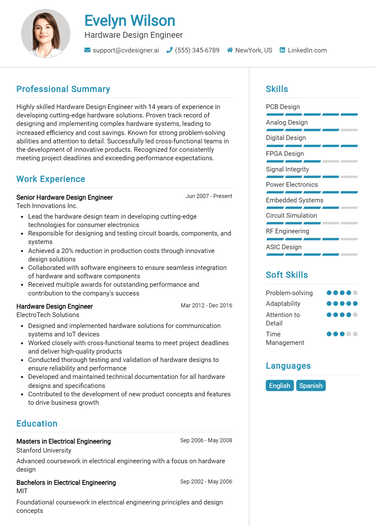 11 Hardware Design Engineer Resume Examples And Templates for 2026 Preview