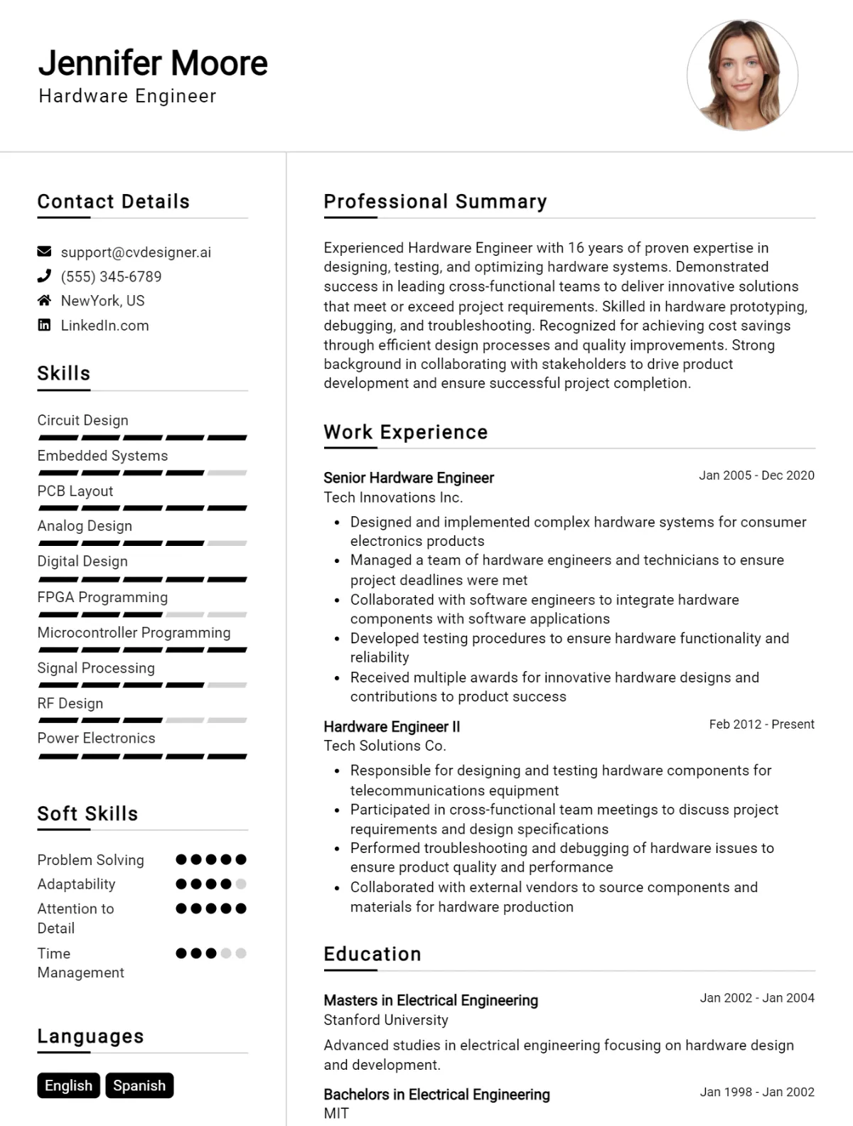 Hardware Engineer CV Example For 2026: Expert Tips & Templates Preview