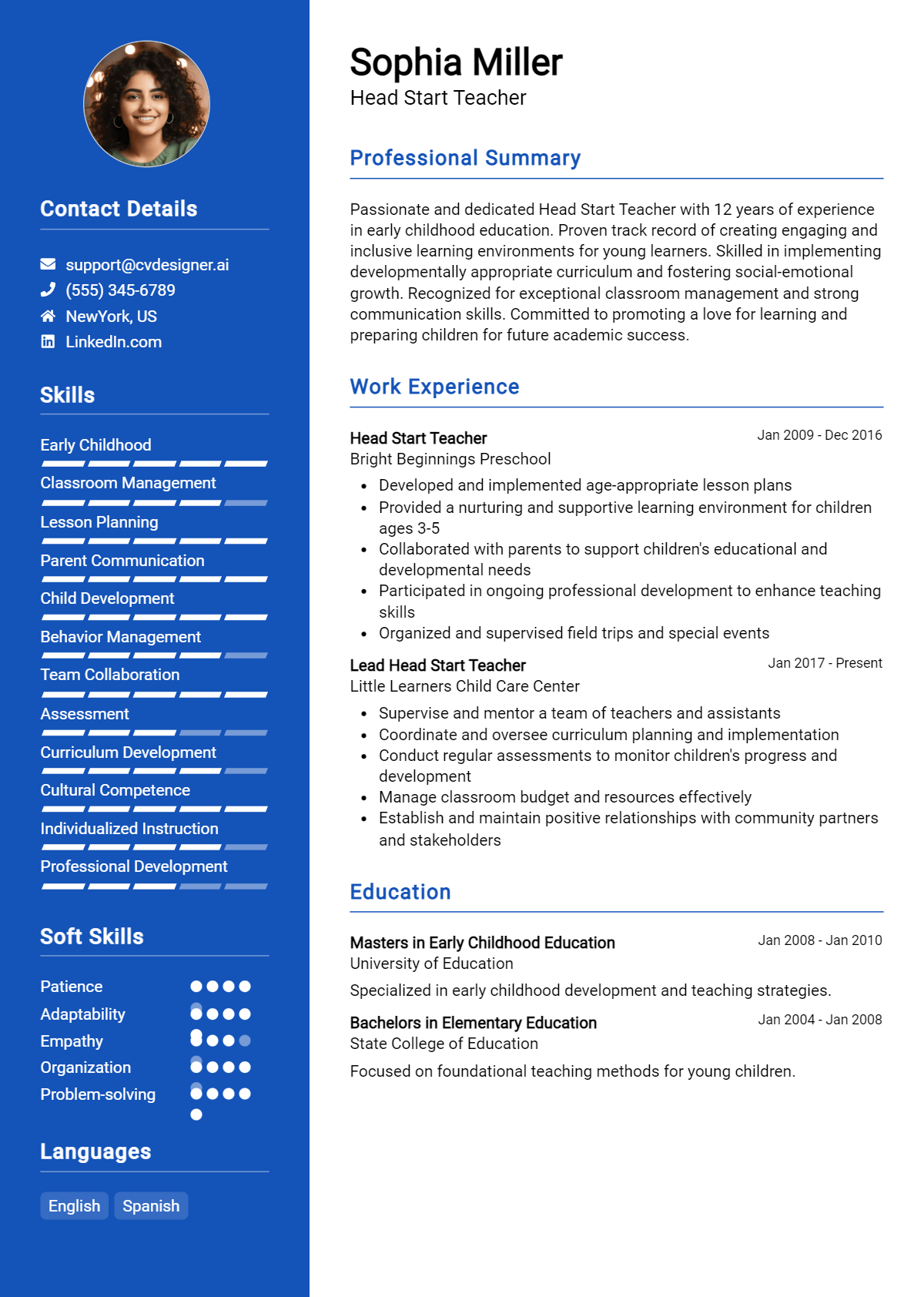 Head Start Teacher Resume Example for 2026: Best Writing Guide Preview