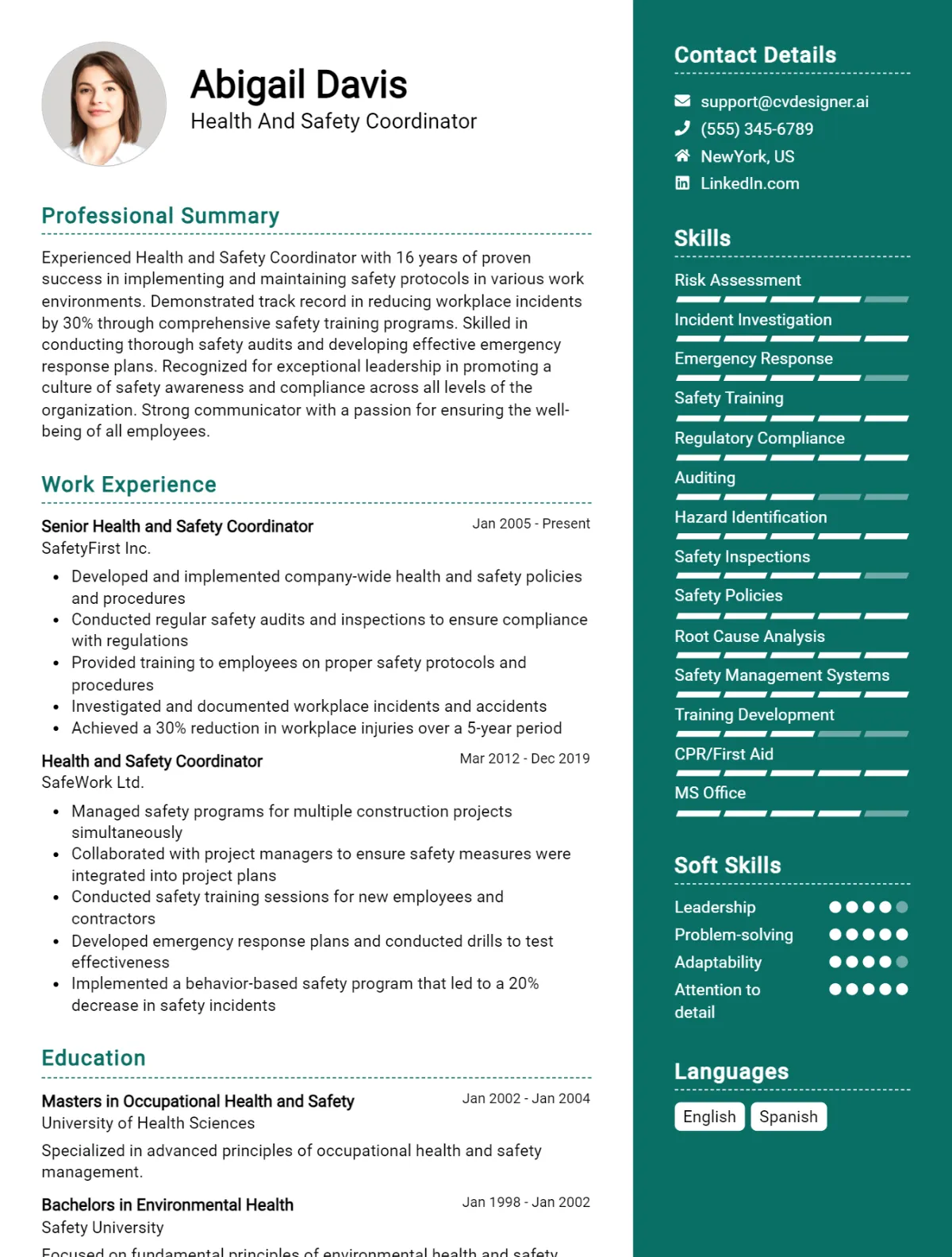 Health And Safety Coordinator CV Example For 2026: Effective CV Writing Tips Preview