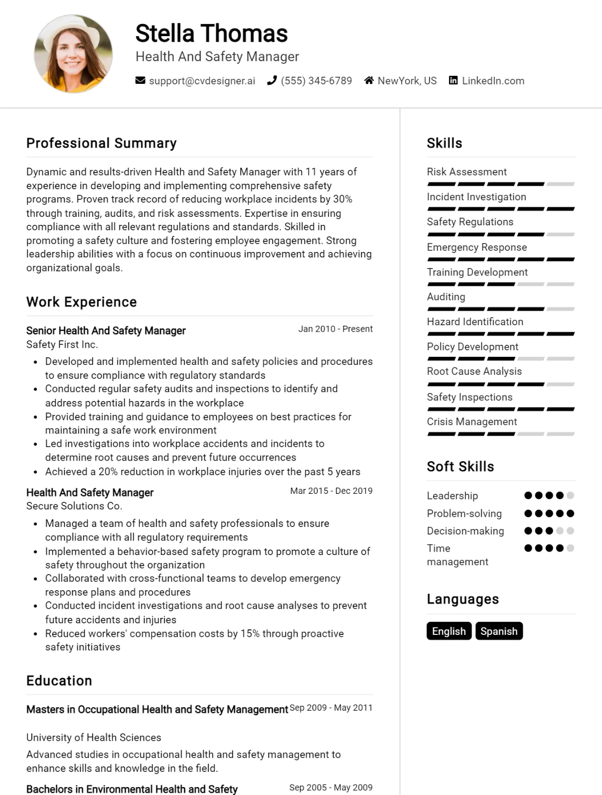 Health And Safety Manager CV Example For 2026: Samples & Best Practices Preview
