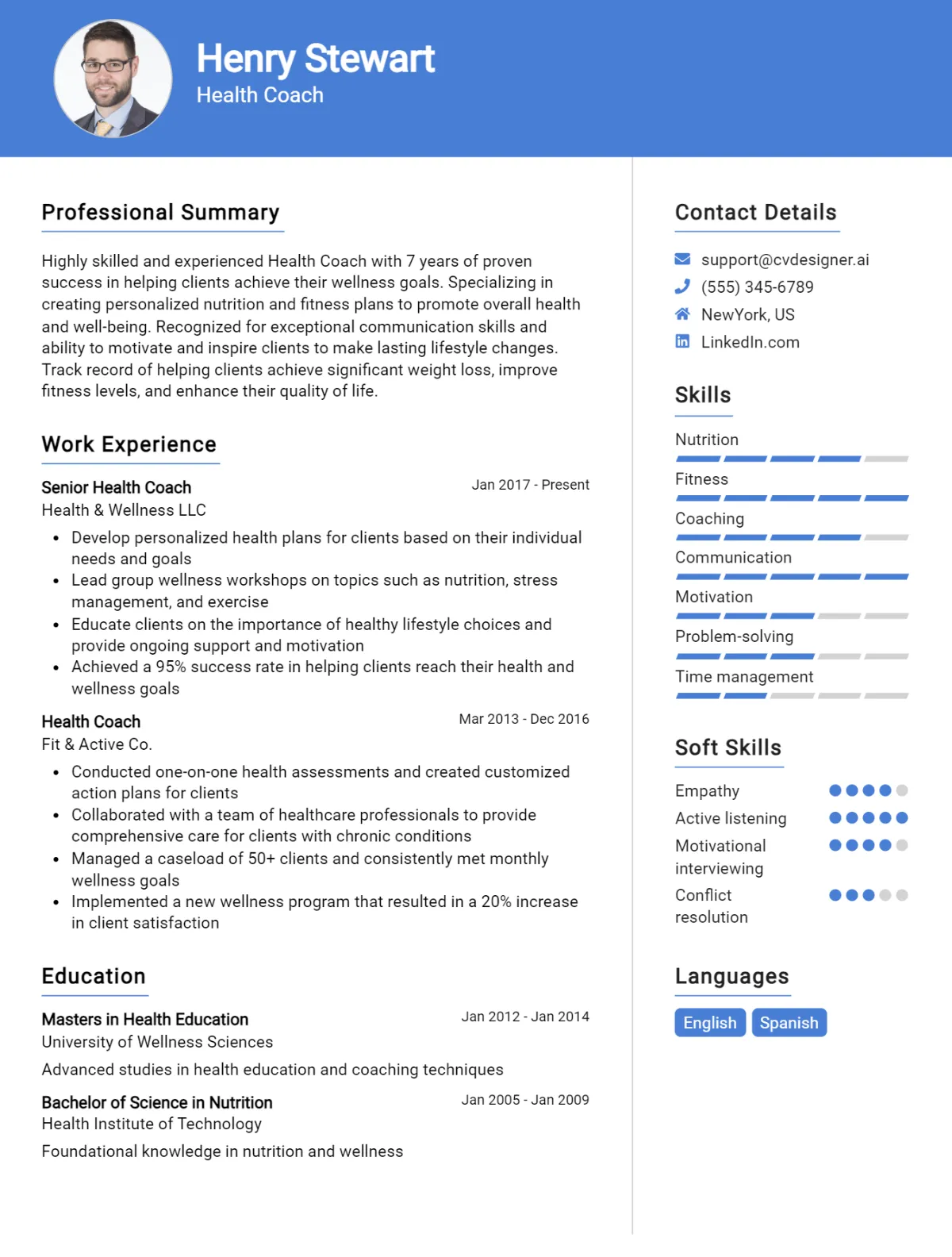 Health Coach CV Example For 2026: Ultimate Guide Preview