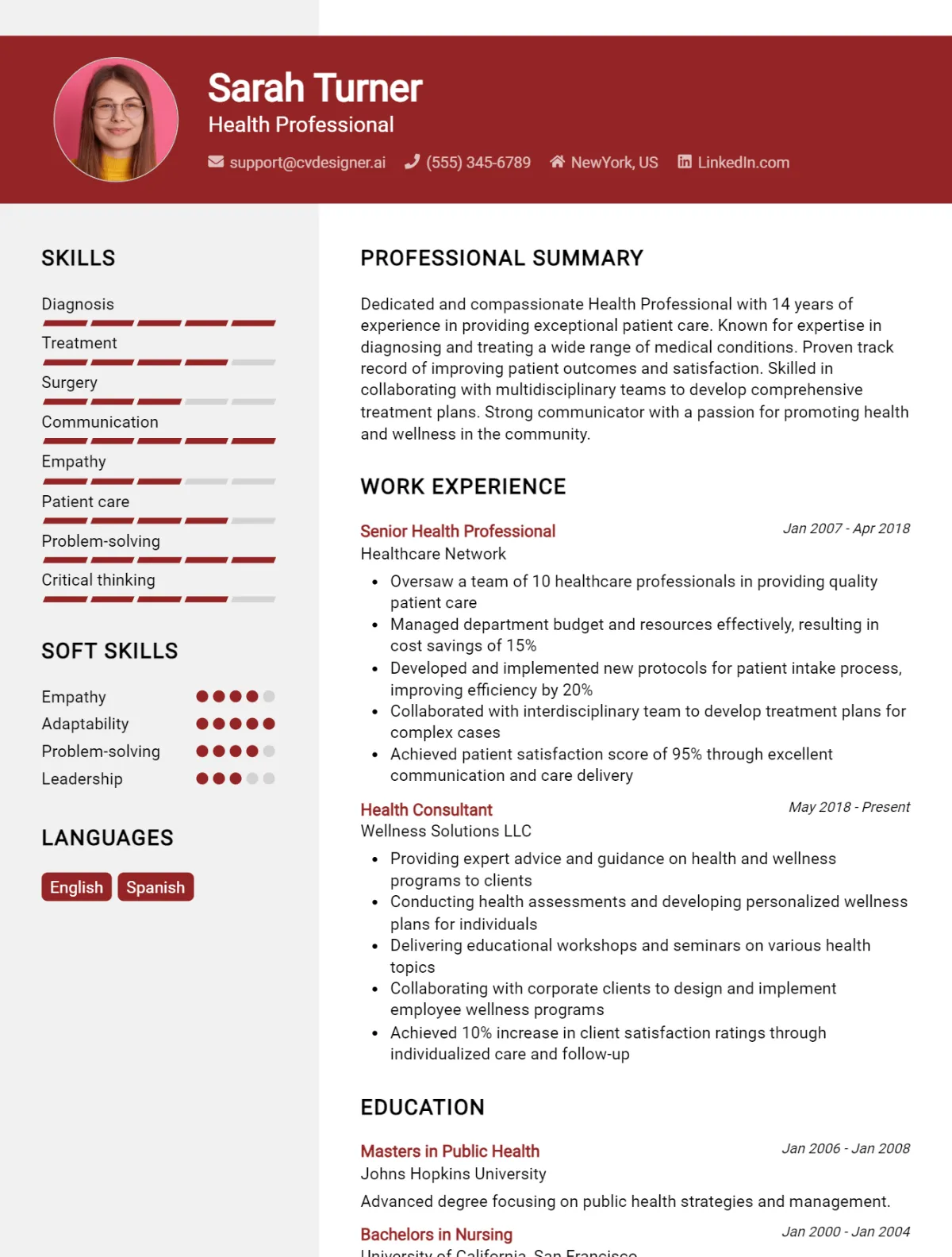 Health Professional CV Example For 2026: Samples & Best Practices Preview