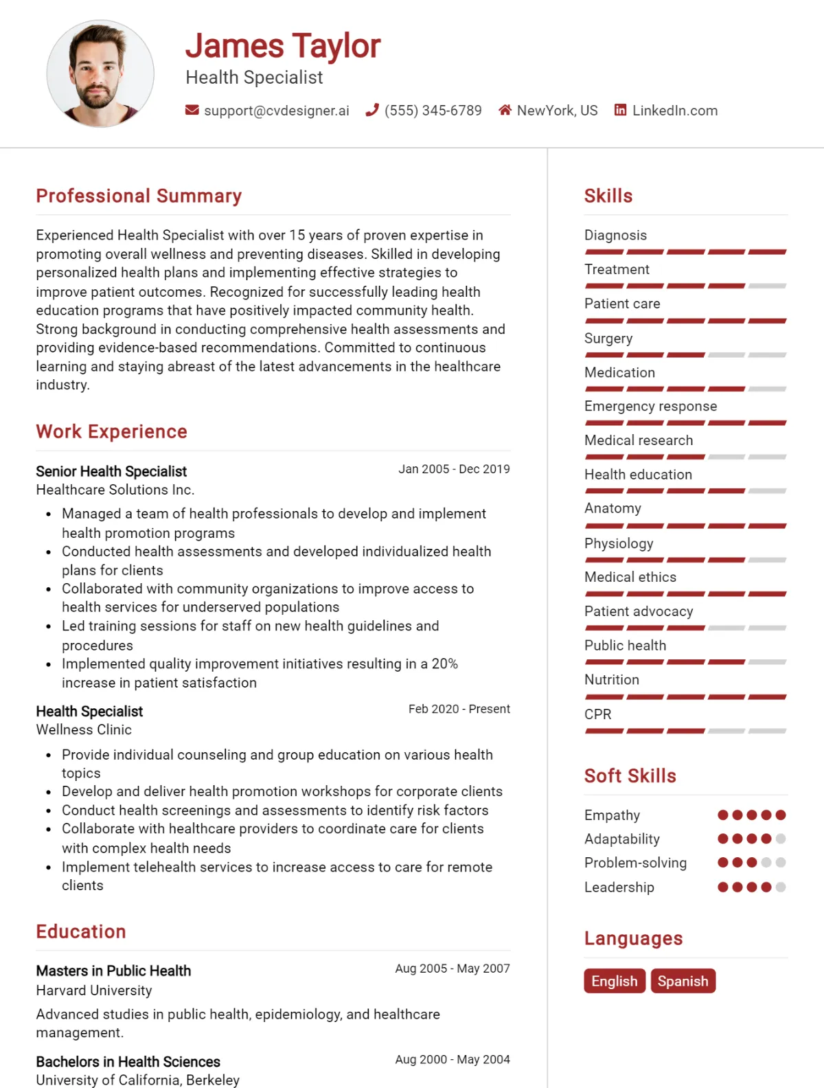 Health Specialist CV Example For 2026: Best Writing Guide Preview