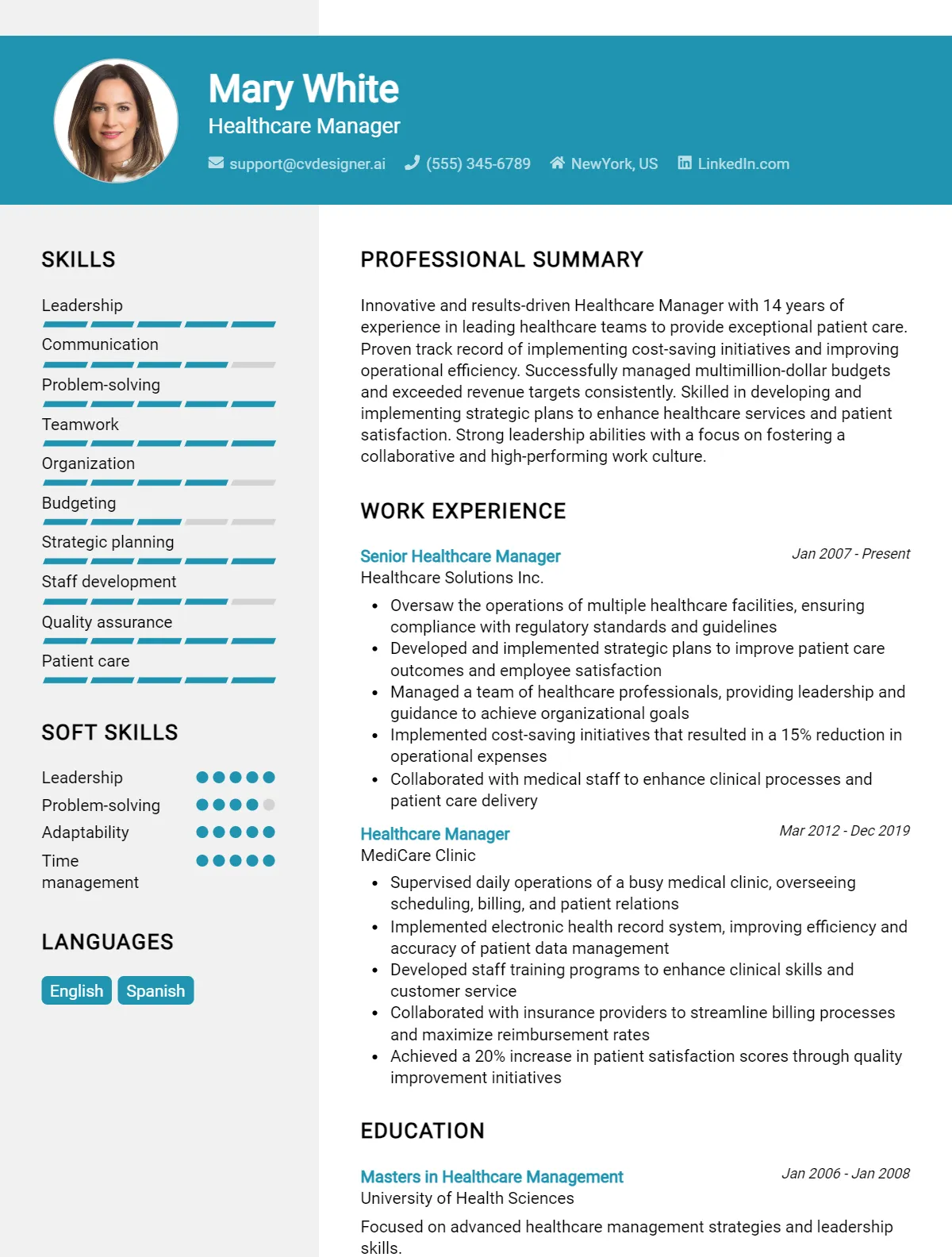 Healthcare Manager CV Example For 2026: Best Formatting Tips Preview