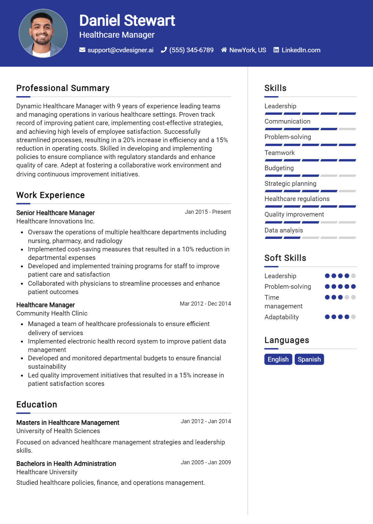 Healthcare Manager Resume Example for 2026: Best Tips & Templates Preview