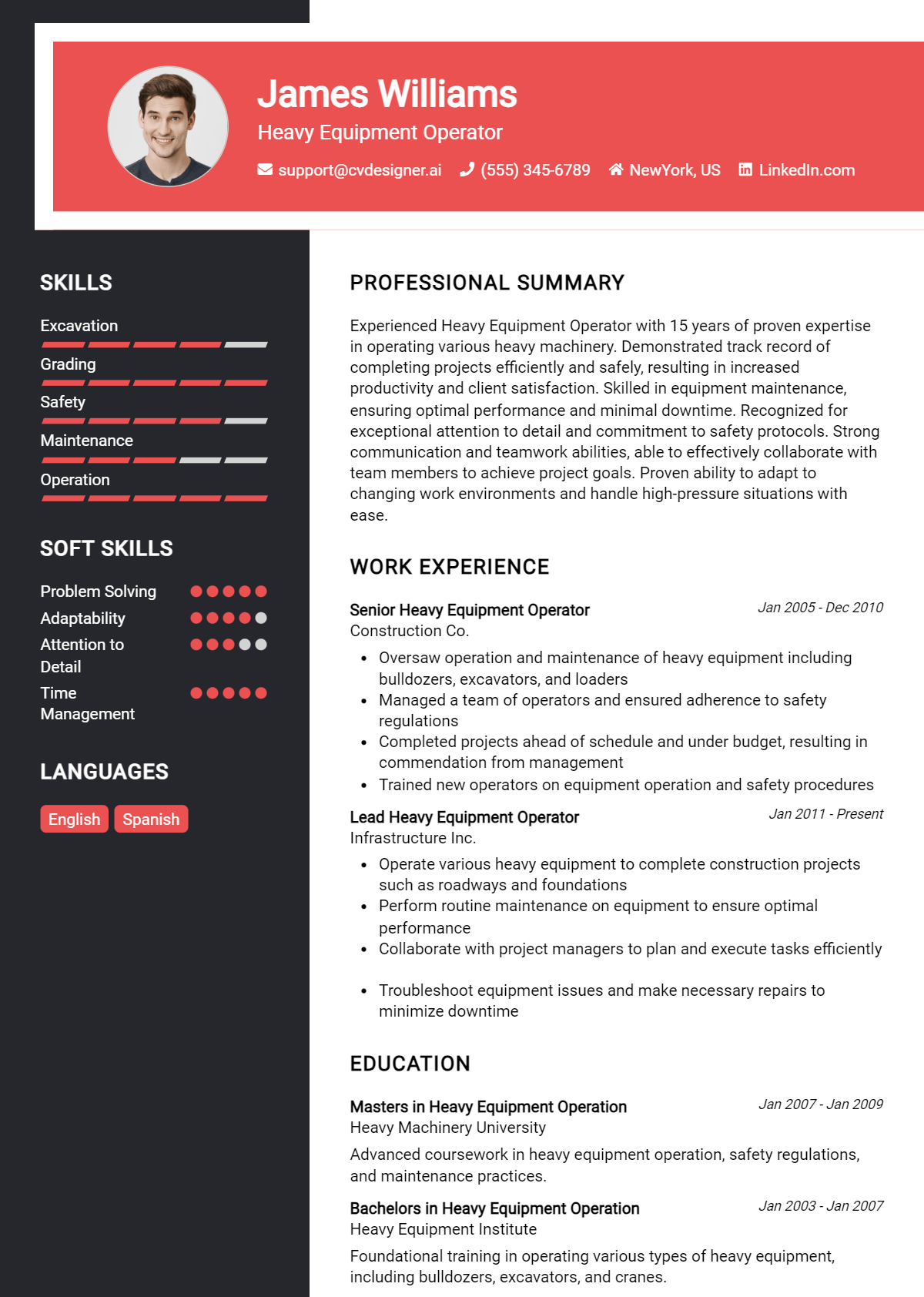 Heavy Equipment Operator Resume Example for 2026: Tips to Stand Out Preview