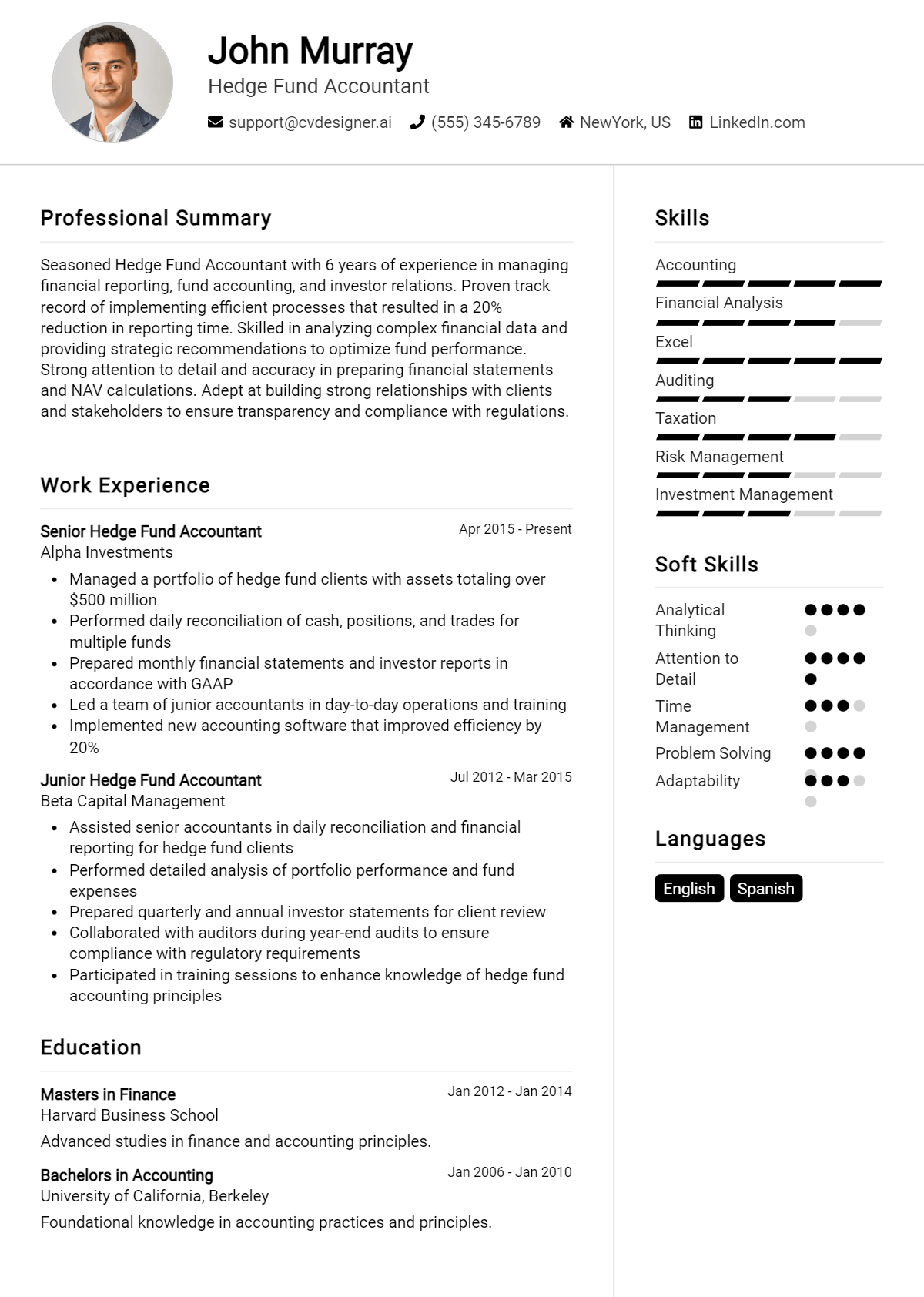 Hedge Fund Accountant Resume Example for 2026: Strategies & Templates Preview