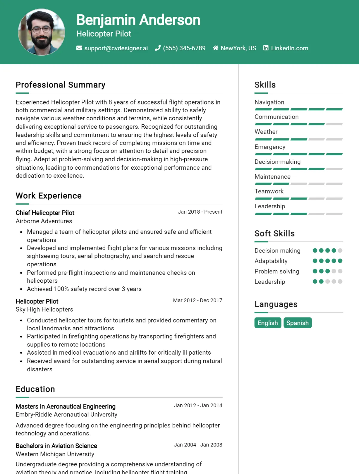 Helicopter Pilot CV Example For 2026: Top Tips & Samples Preview