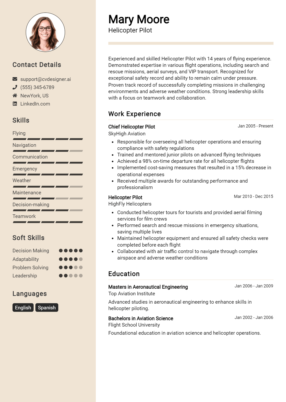 Helicopter Pilot Resume Example for 2026: Free Downloadable Templates Preview