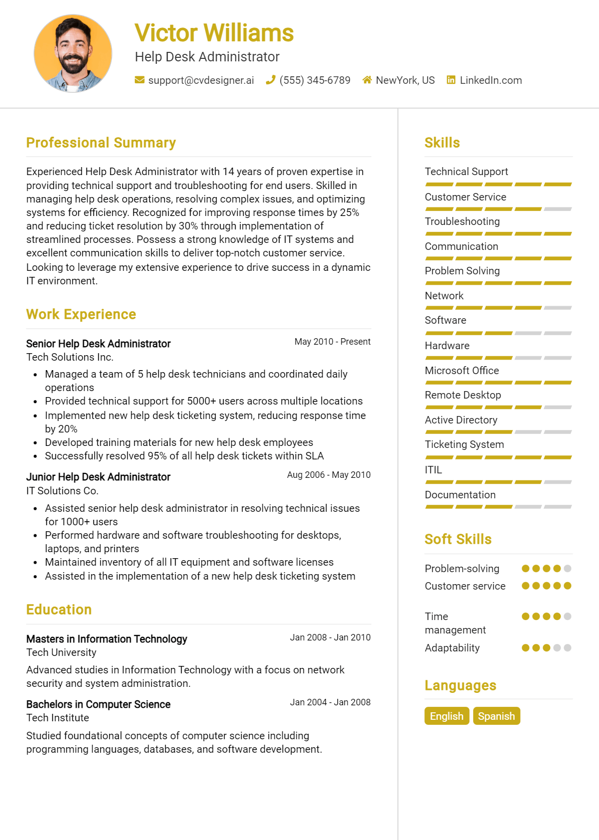 Help Desk Administrator Resume Example for 2026: Best Writing Tips Preview