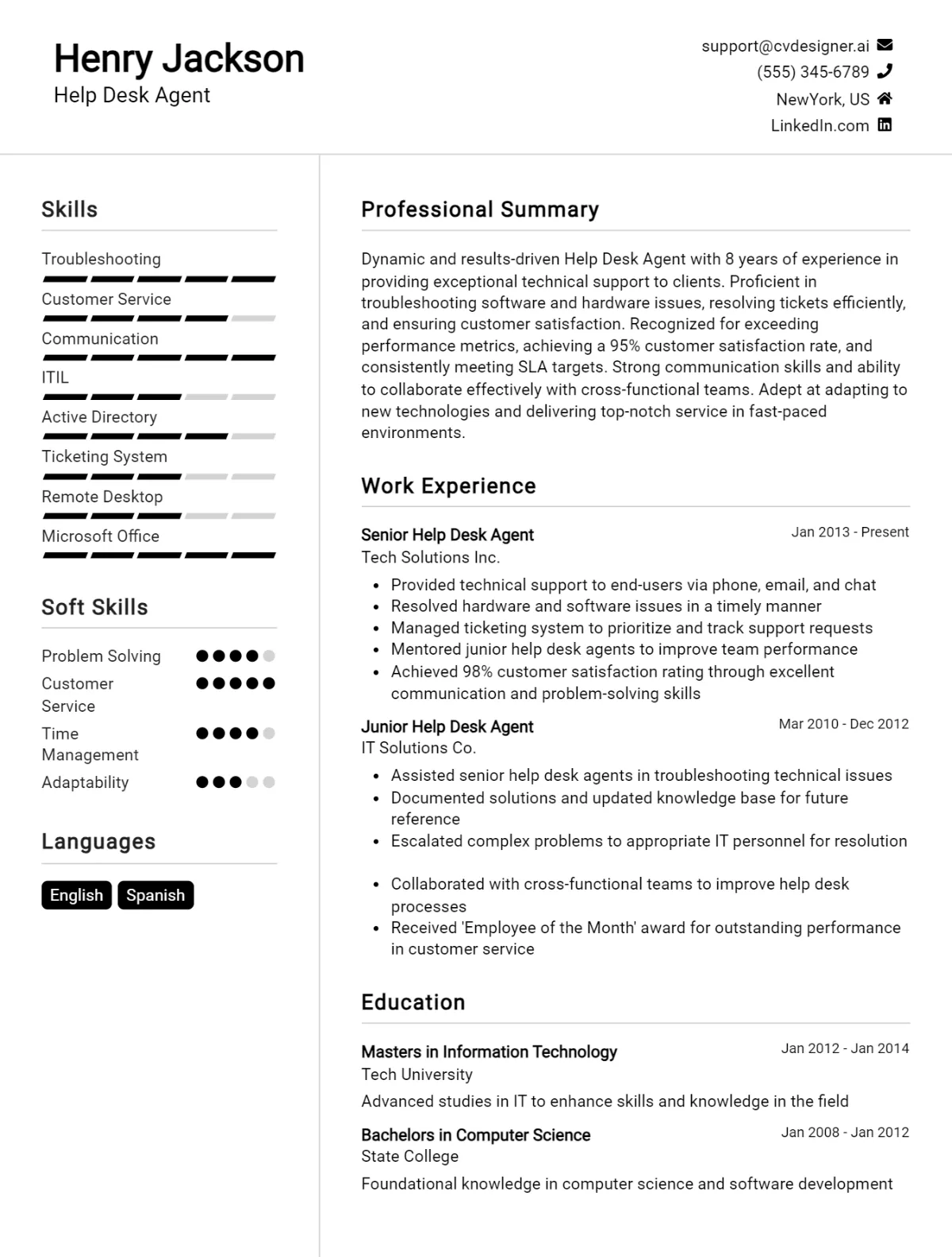 Help Desk Agent CV Example For 2026: How to Craft a Winning CV Preview