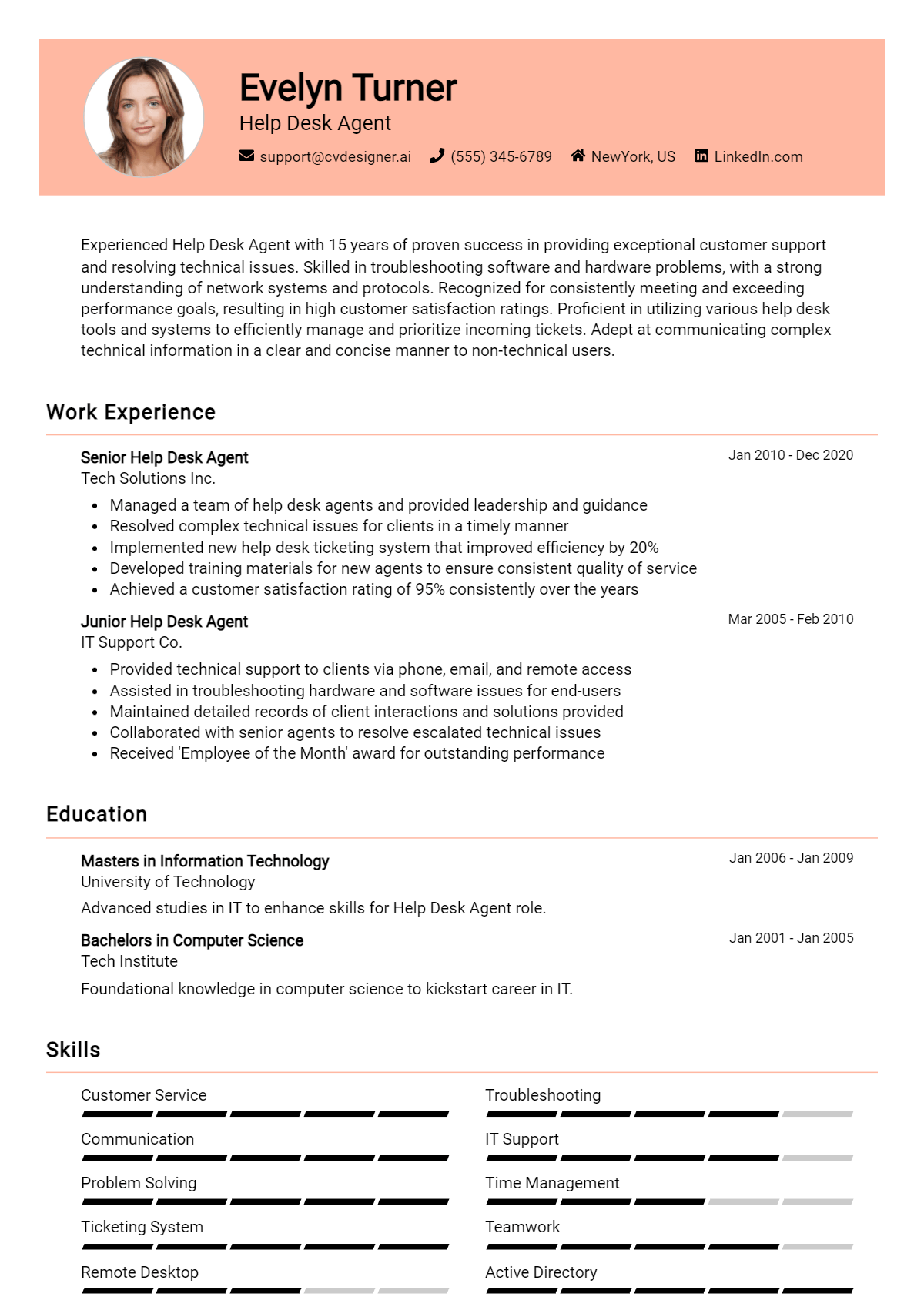 Help Desk Agent Resume Example for 2026: Top Templates Preview