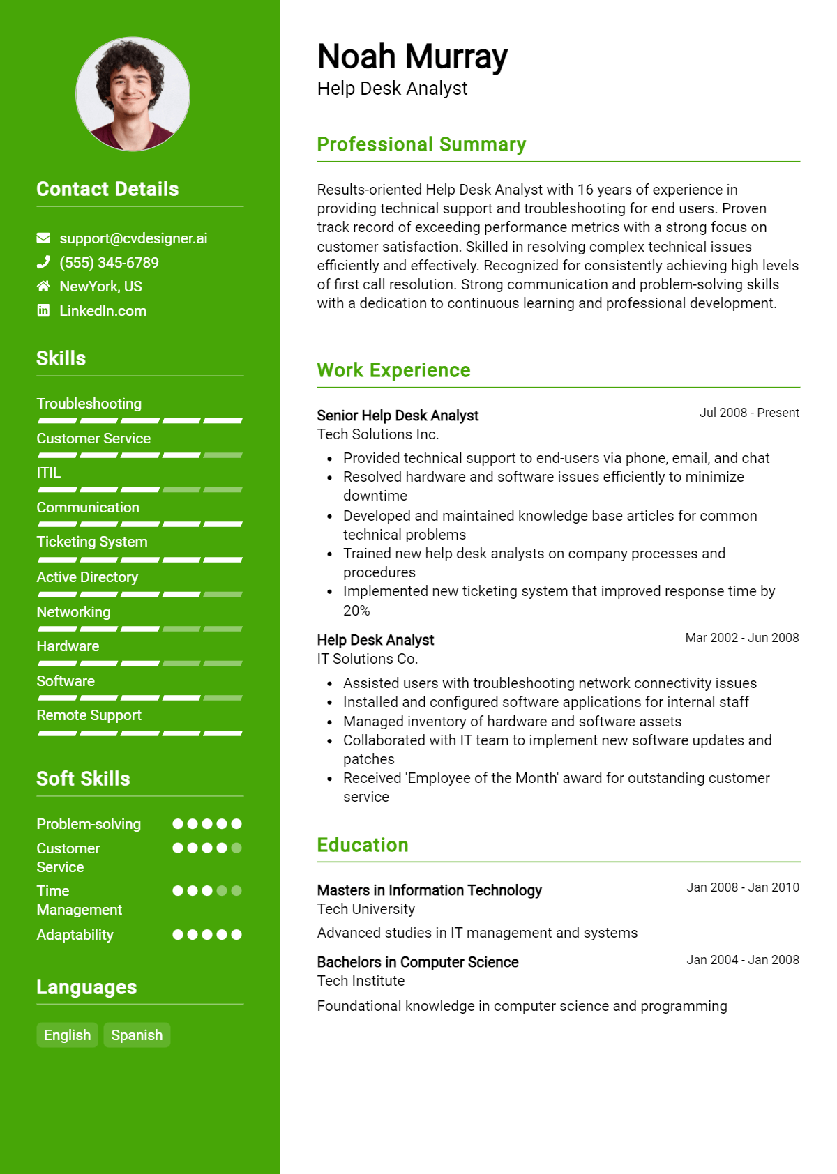 Help Desk Analyst Resume Example for 2026: Downloadable Templates Preview