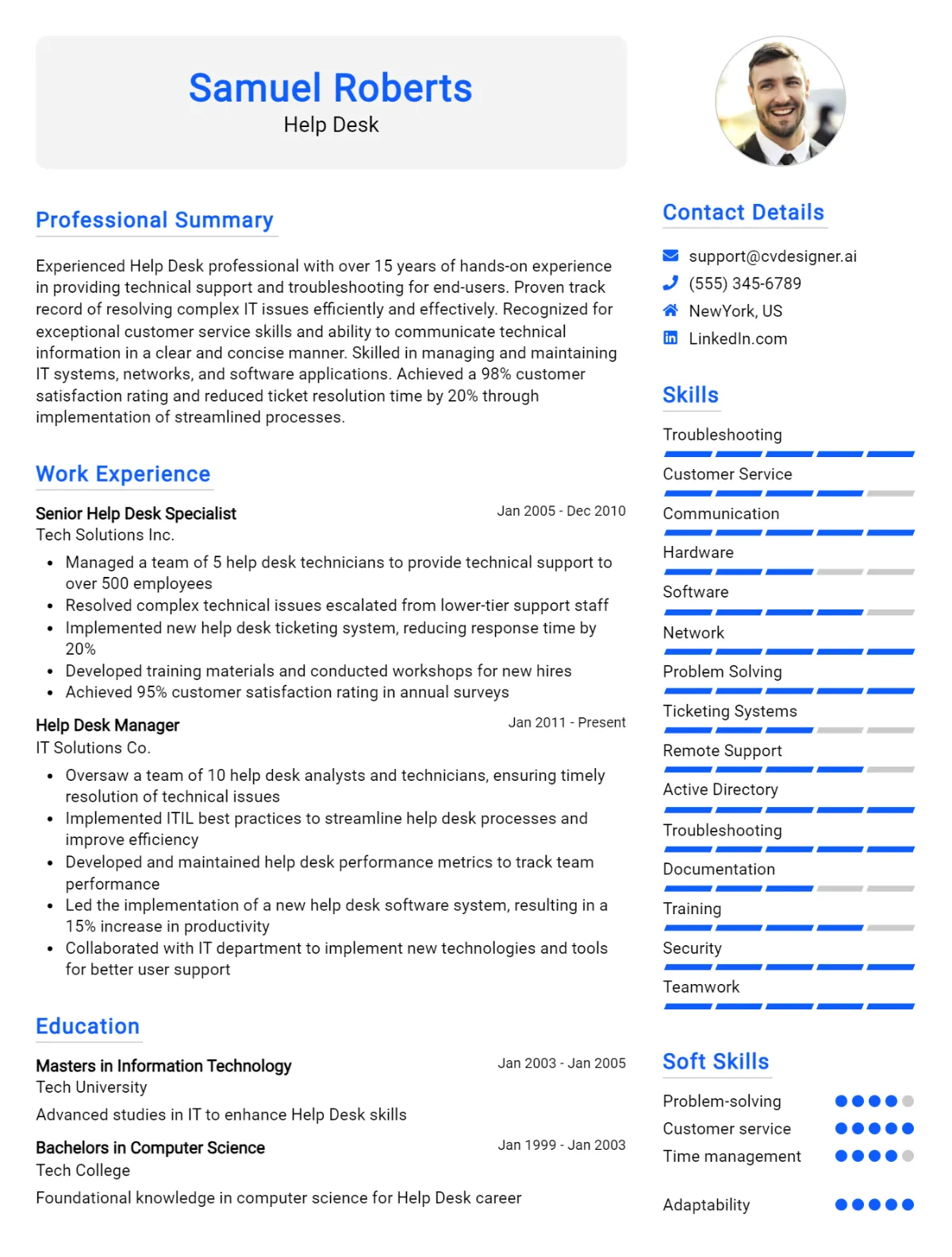 Help Desk CV Example For 2026: Samples & Best Practices Preview