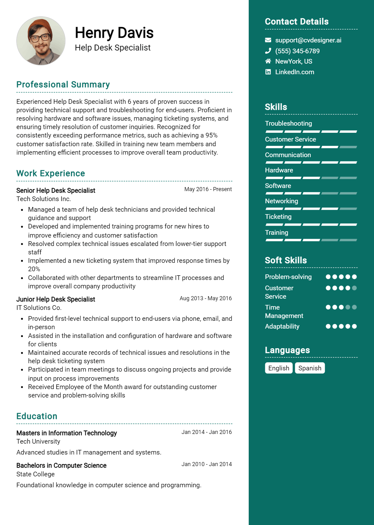 Help Desk Specialist Resume Example for 2026: Tips & Templates Preview