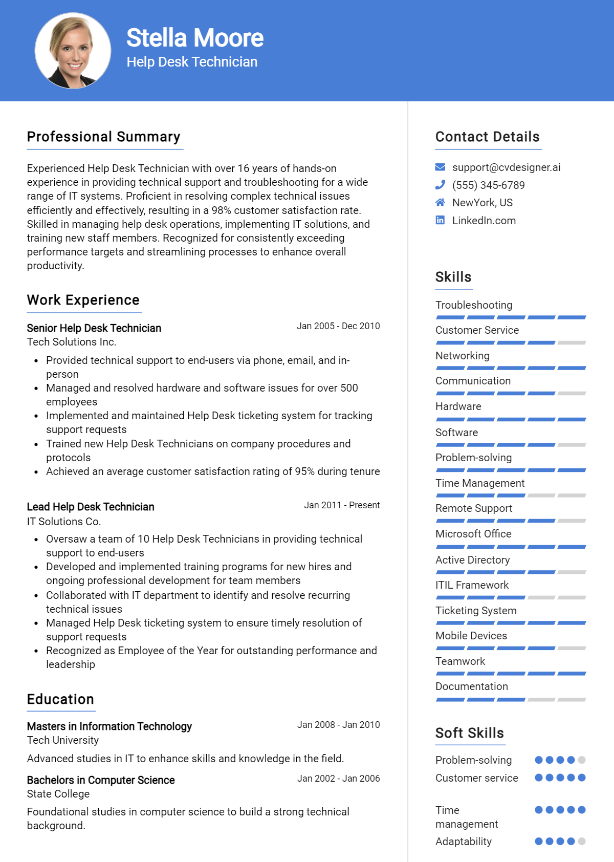 Help Desk Technician Resume Example for 2026: Free Guide Preview