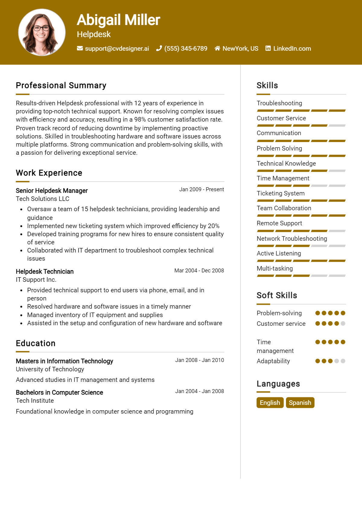Helpdesk Resume Example for 2026: Best Writing Guide Preview