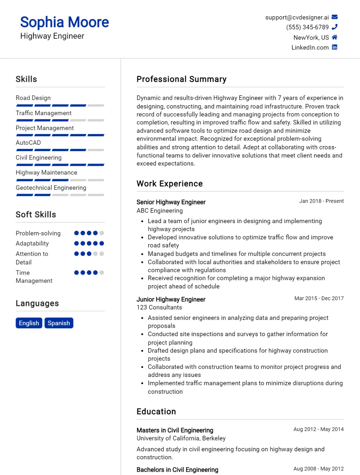 Highway Engineer CV Example For 2026: Top Tips & Samples Preview