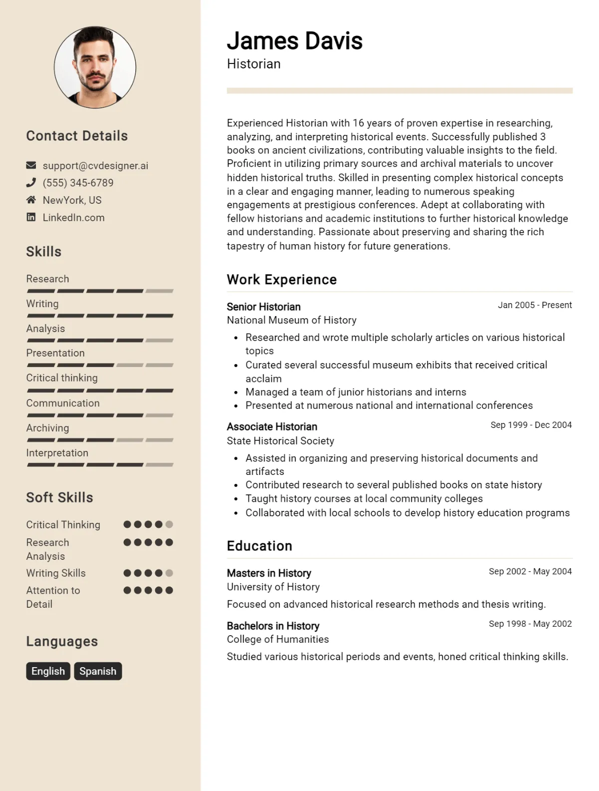 Historian CV Example For 2026: Free Downloadable Templates Preview