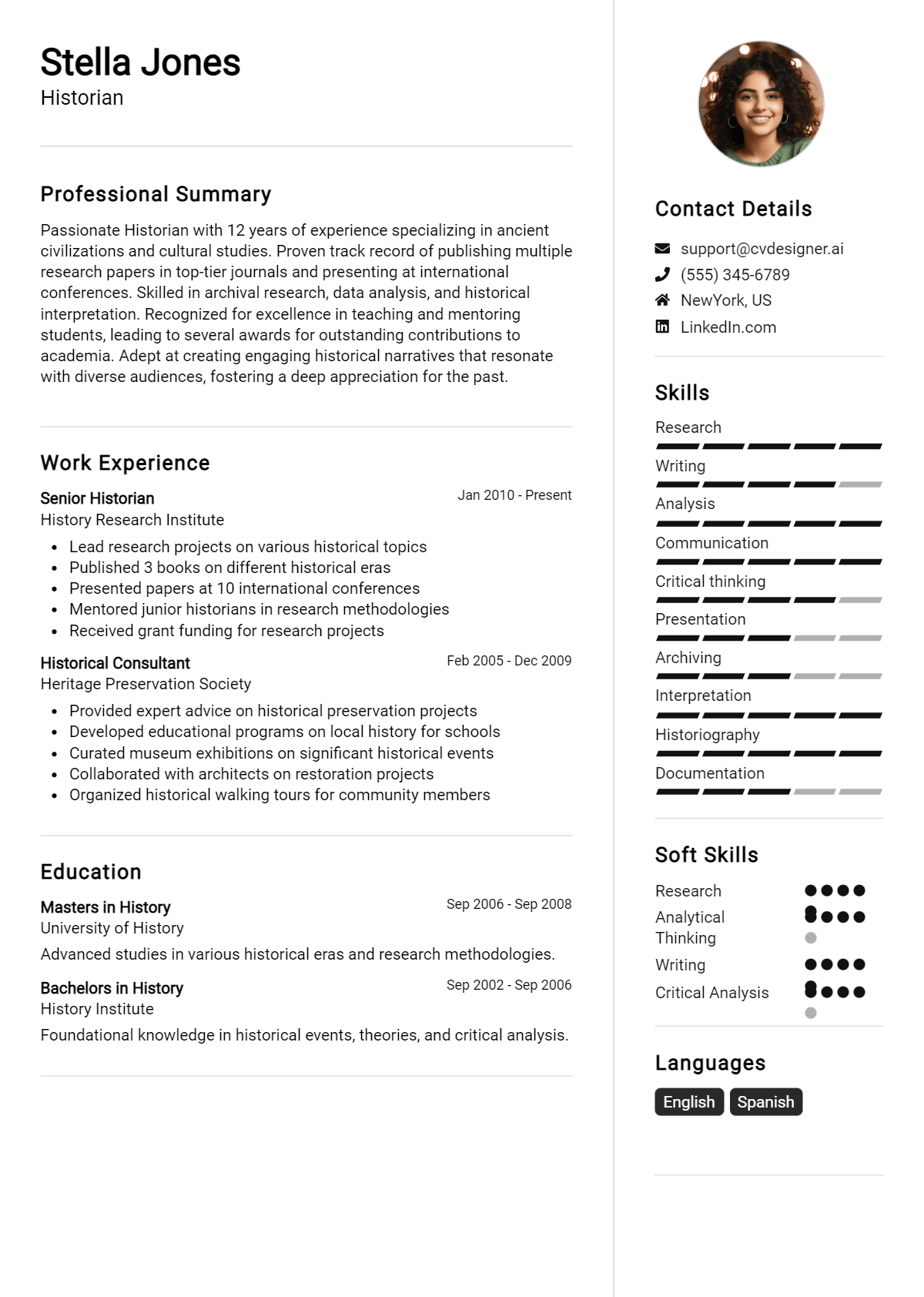 Historian Resume Example for 2026: How to Create a Professional CV Preview