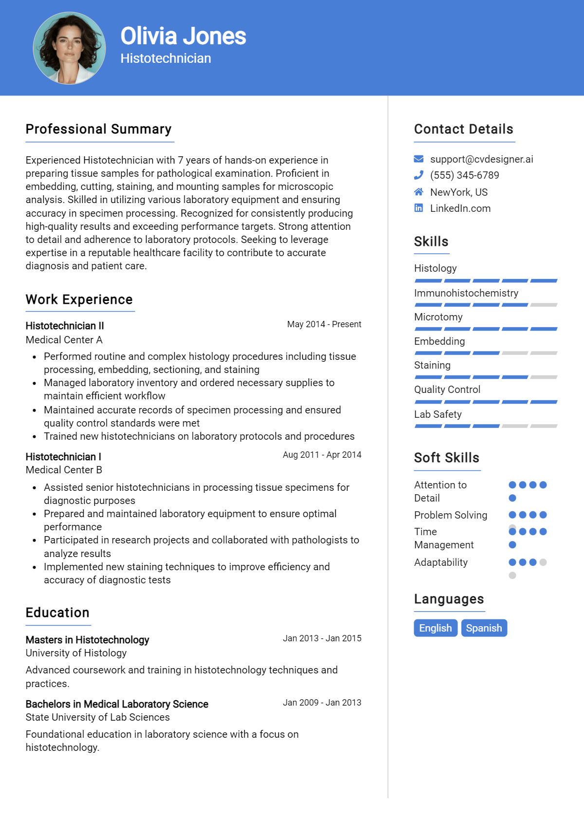 Histotechnician Resume Example for 2026: Expert Tips & Templates Preview