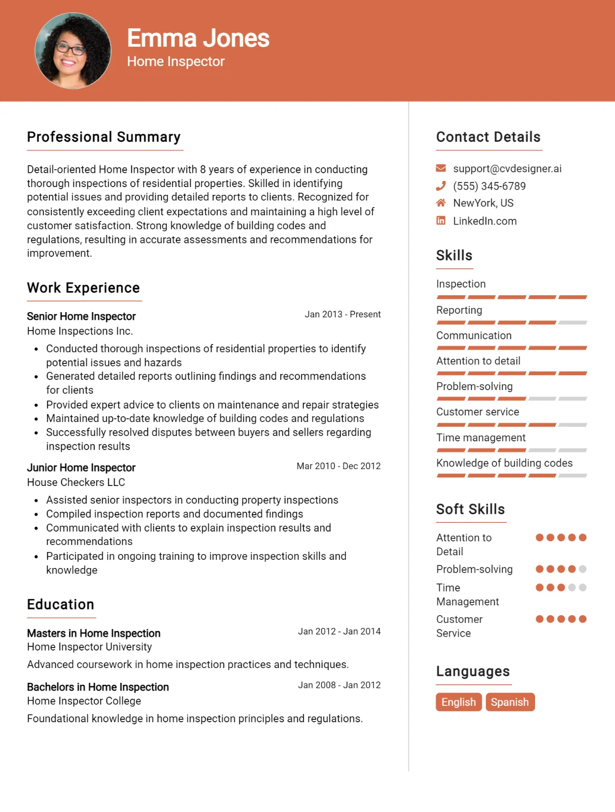 Home Inspector CV Example For 2026: Top Tips & Samples Preview
