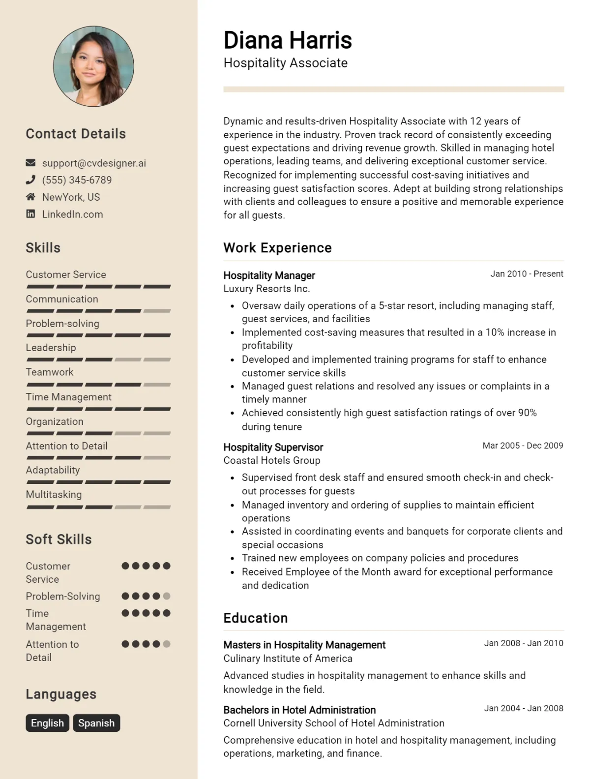 12 Hospitality Associate CV Examples For 2026: Free Templates Preview