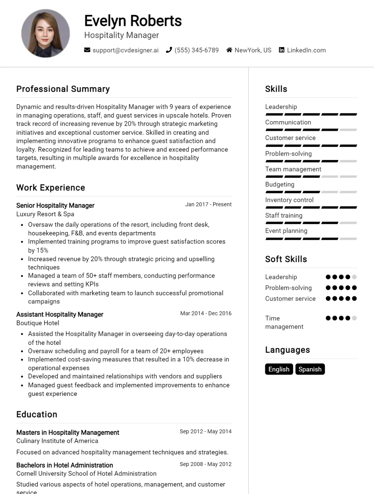 10 Hospitality Manager CV Examples And Free Downloads For 2026 Preview