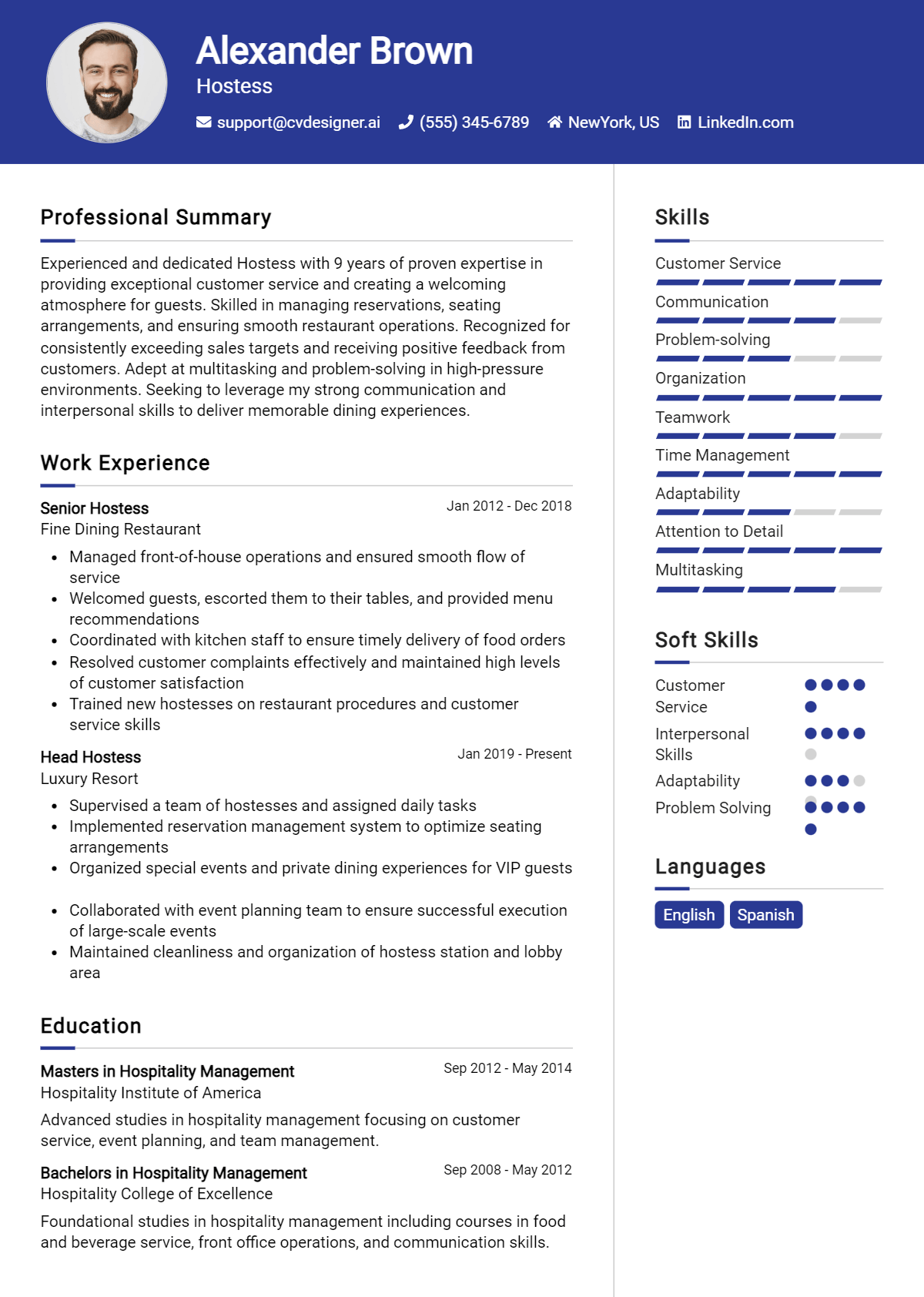Hostess Resume Example for 2026: Best Formatting Tips Preview