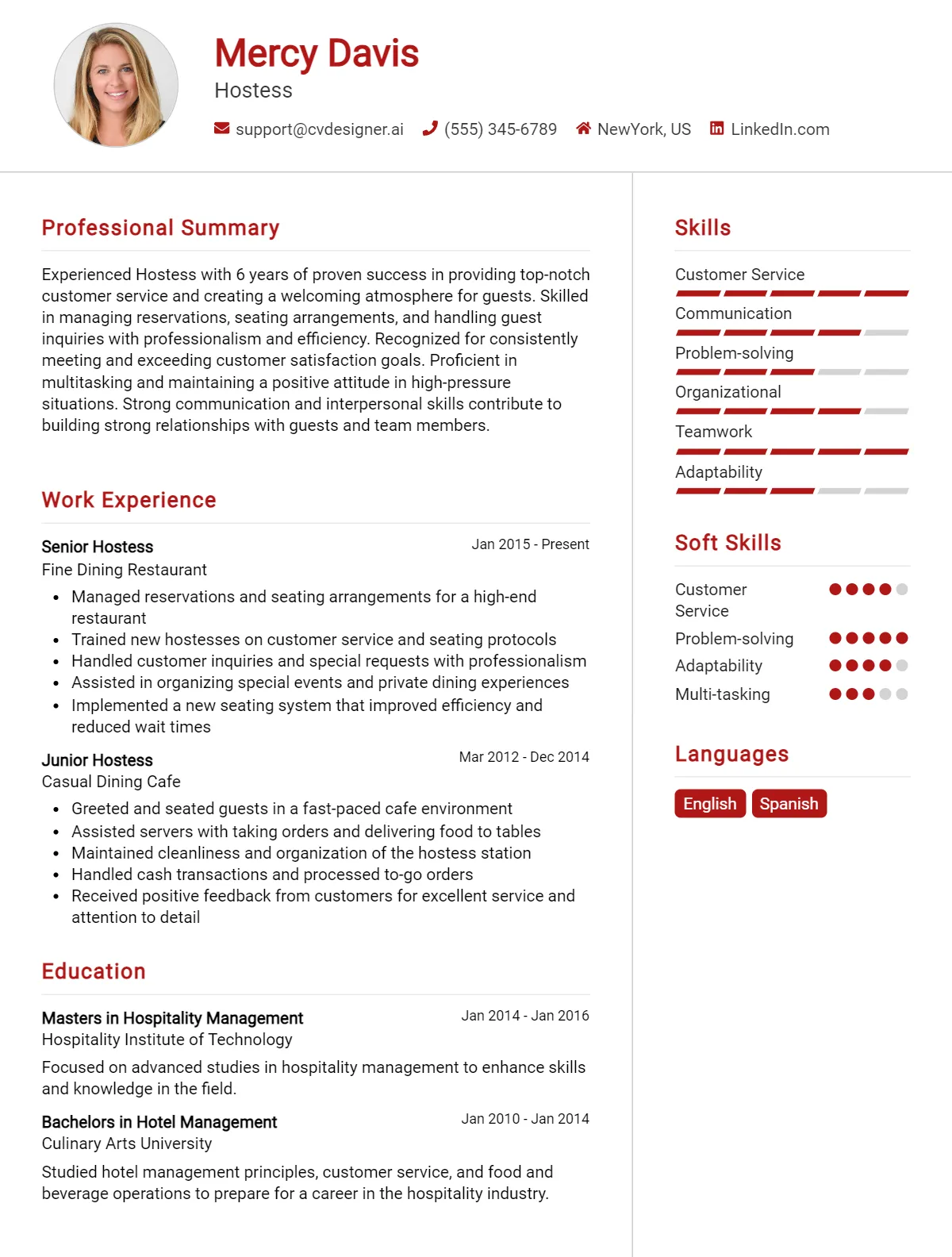 Hostess CV Example For 2026: Top Tips & Samples Preview