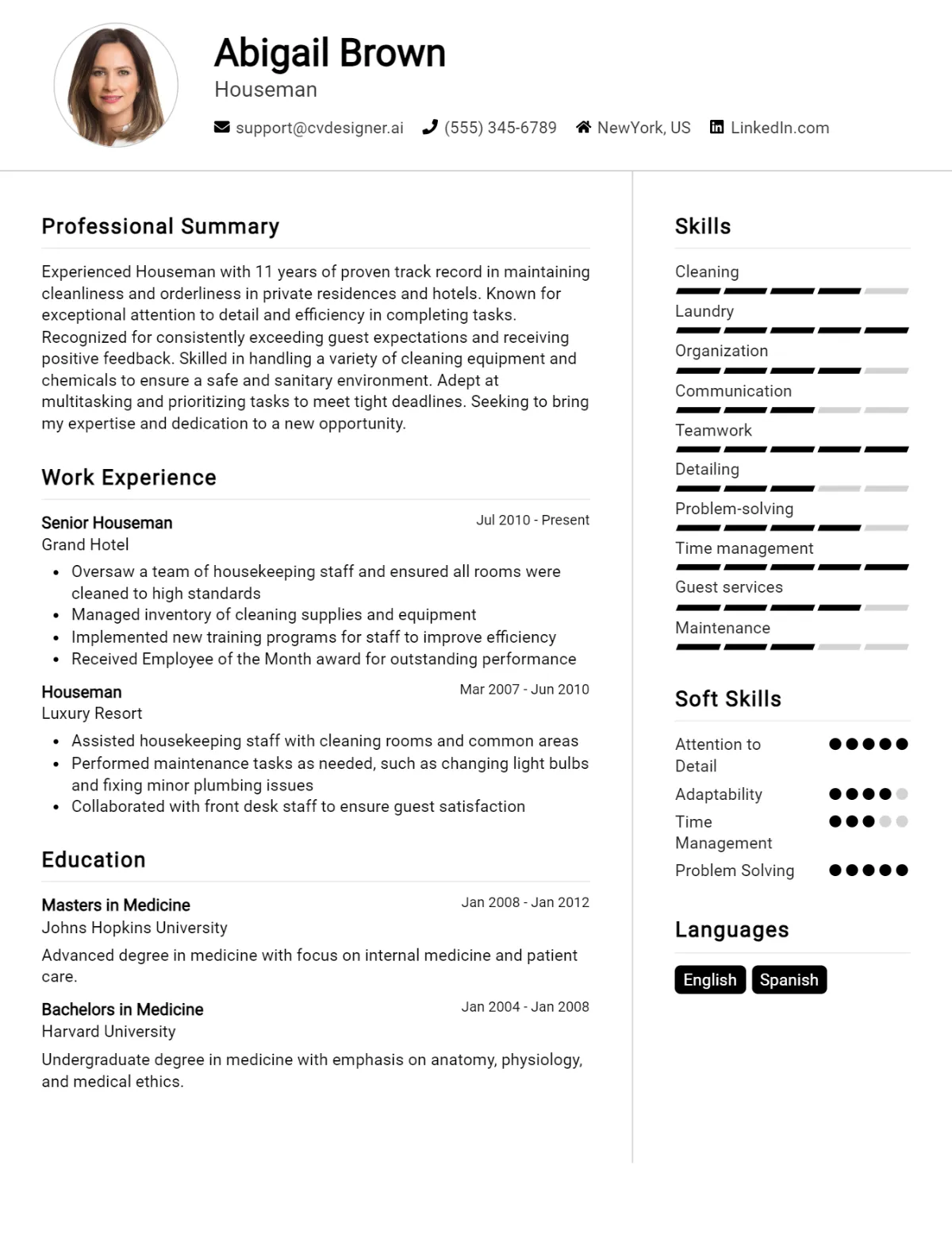 Houseman CV Example For 2026: Best Tips & Templates Preview