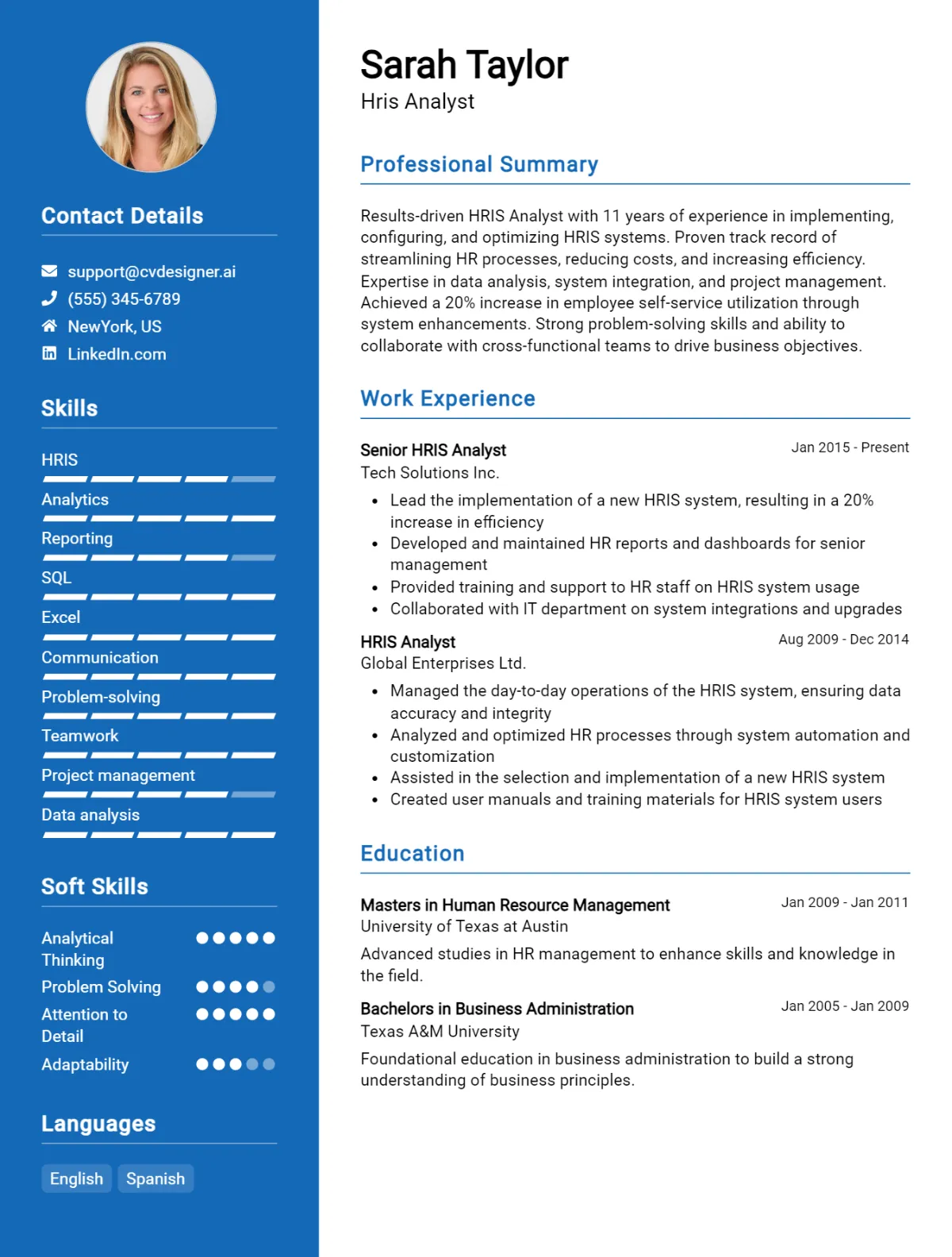 HRIS Analyst CV Example For 2026: Best Formatting Tips Preview