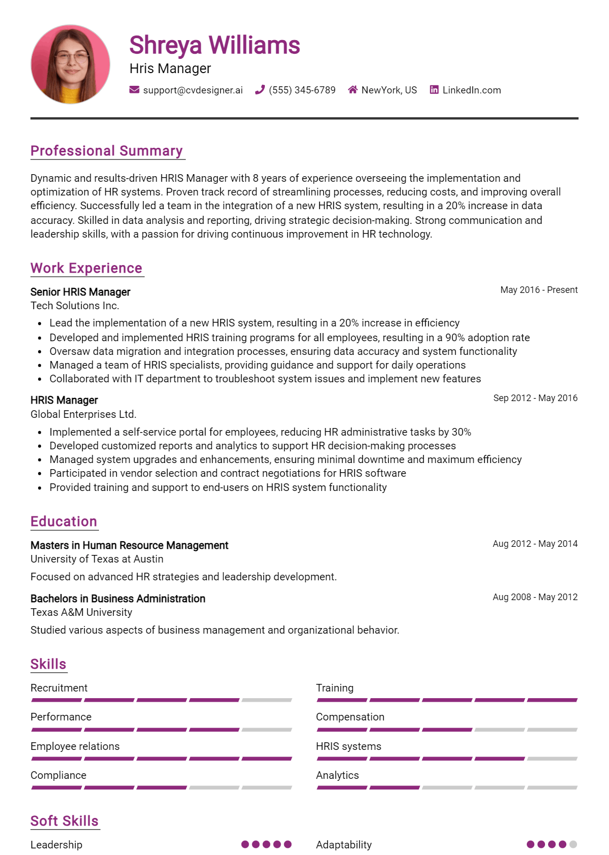 9 HRIS Manager Resume Examples for 2026: Top Templates Preview