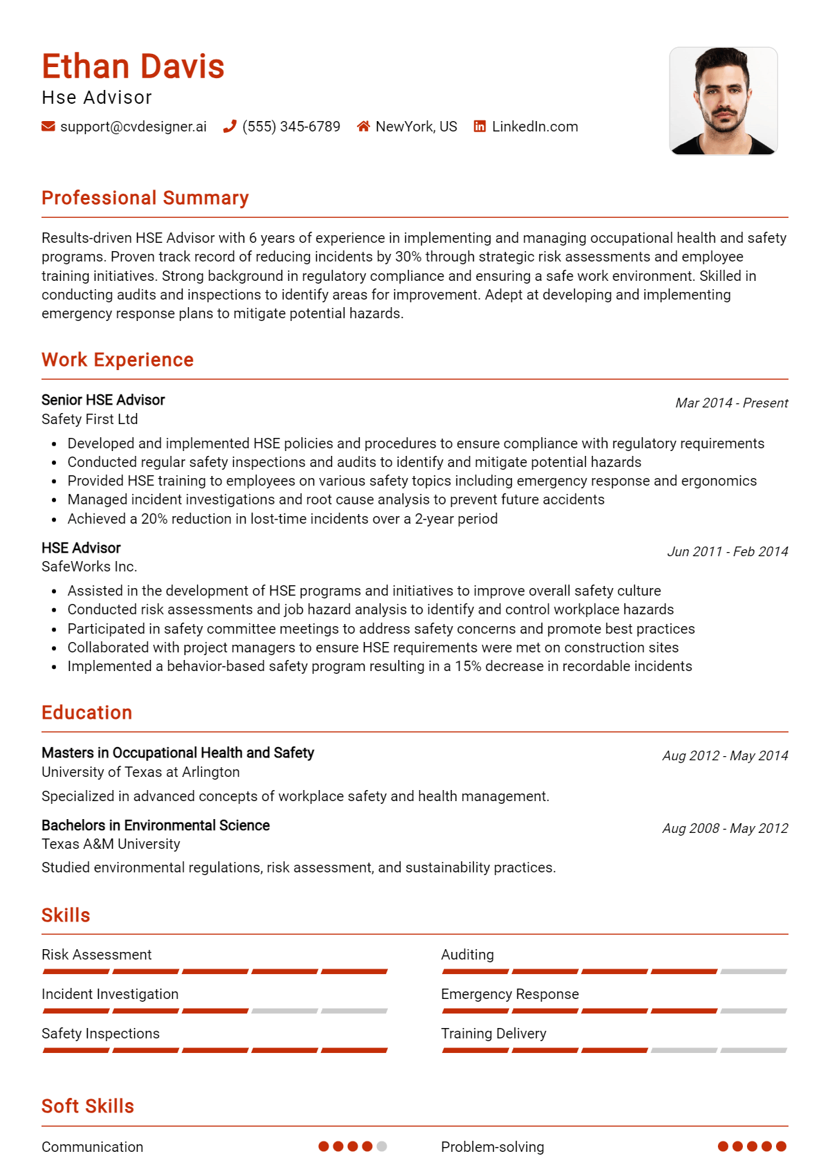Hse Advisor Resume Example for 2026: Tips to Stand Out Preview