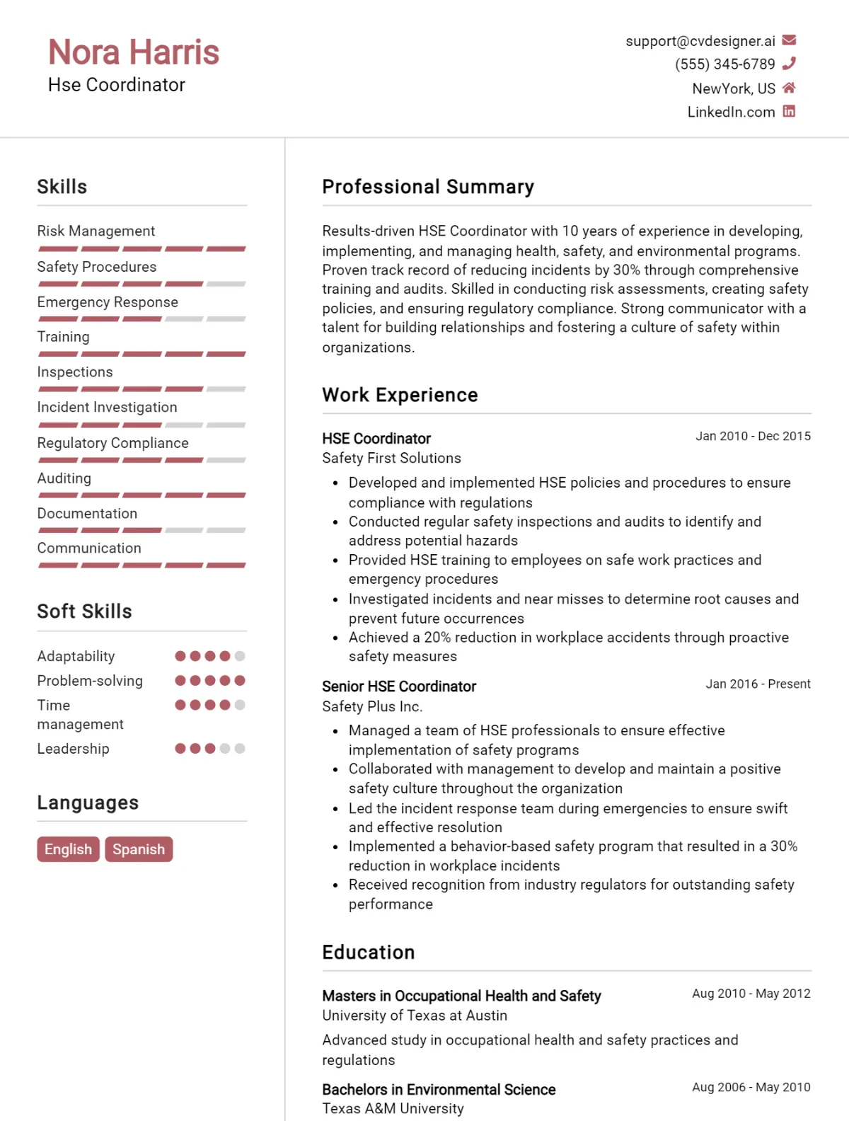 Hse Coordinator CV Example For 2026: Ultimate Guide Preview