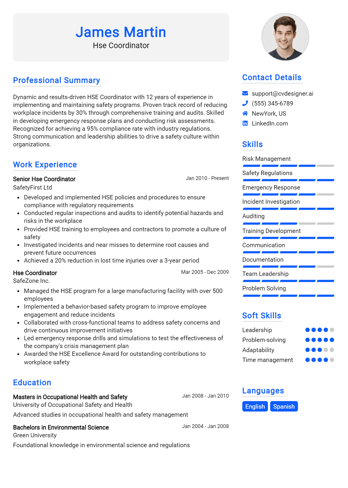 Hse Coordinator Resume Example for 2026: How to Craft a Winning CV Preview