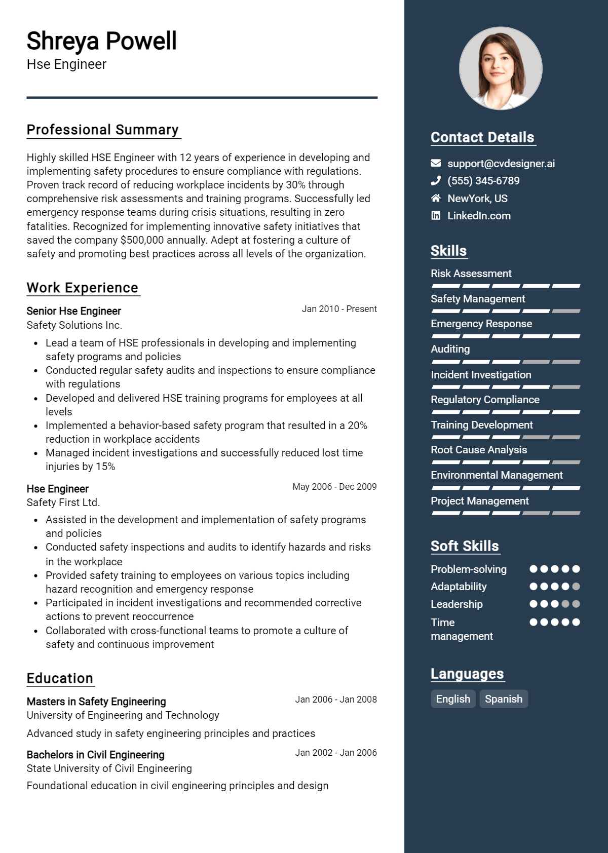 Hse Engineer Resume Example for 2026: Best Writing Guide Preview