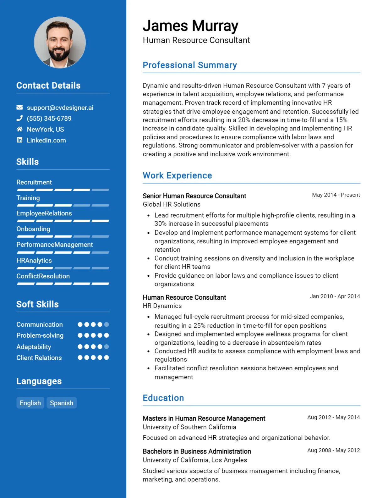 15 Human Resource Consultant CV Examples And Templates For 2026 Preview