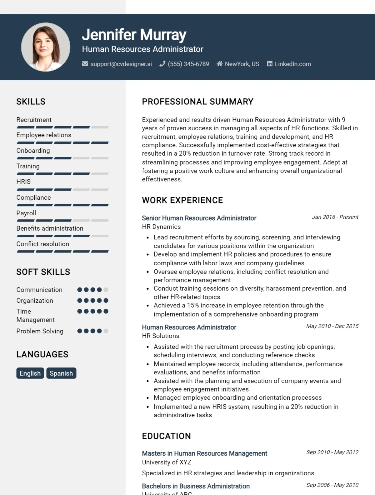 15 Human Resources Administrator CV Examples And Templates For 2026 Preview