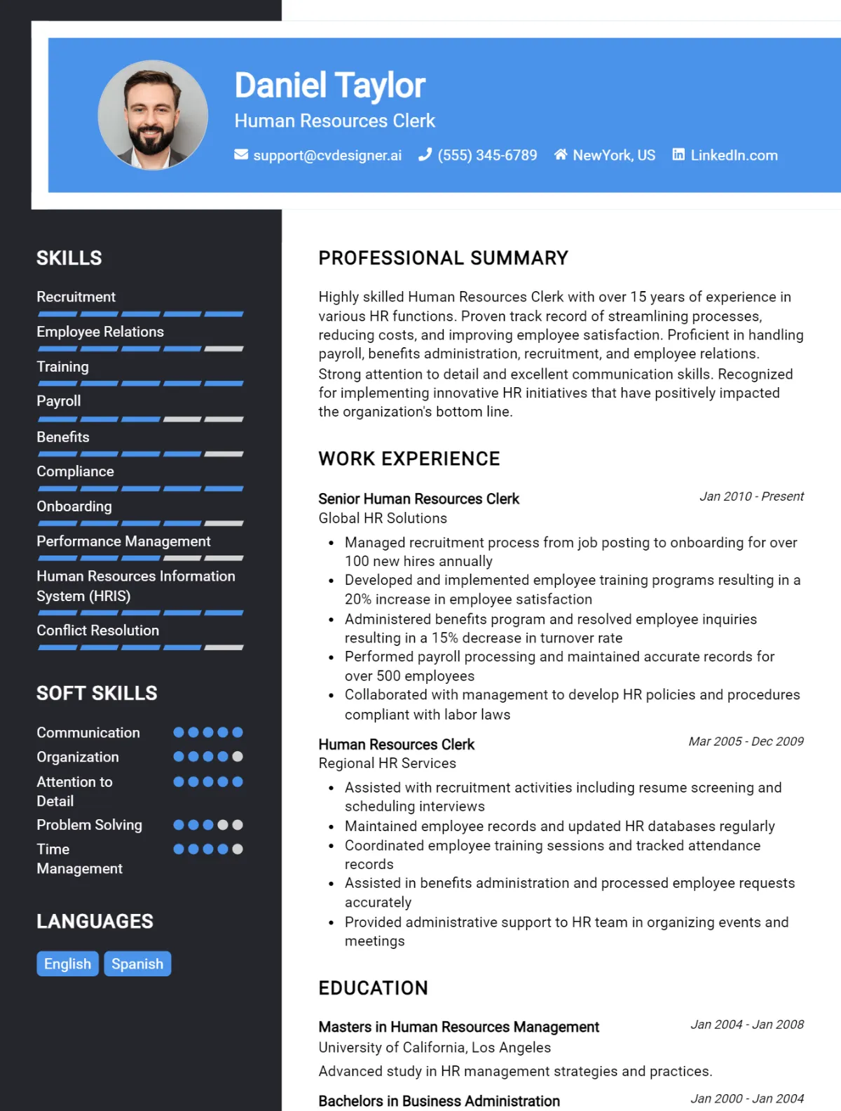 Human Resources Clerk CV Example For 2026: Tips & Templates Preview