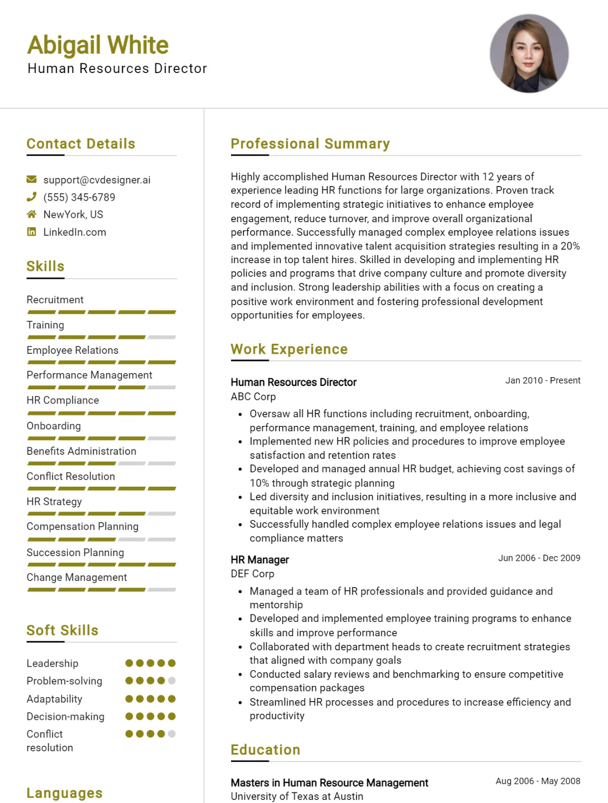 Human Resources Director CV Example For 2026: Effective CV Writing Tips Preview