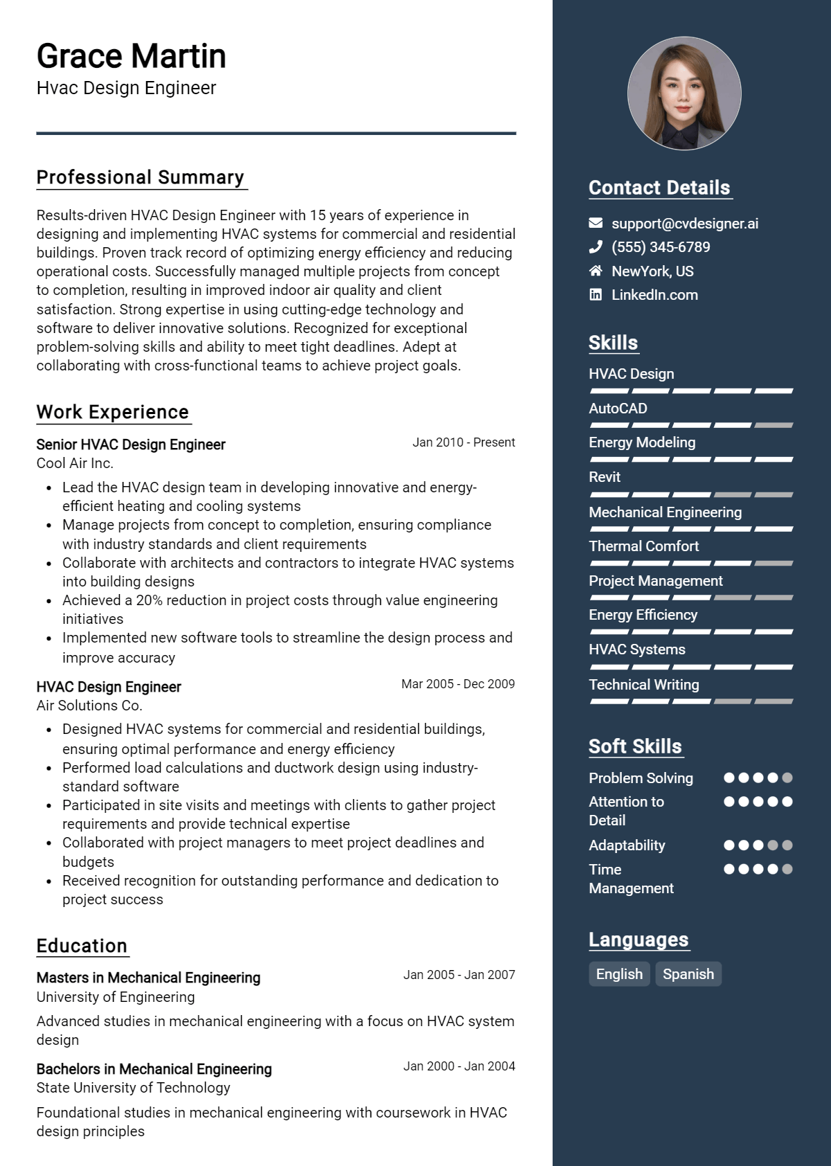 HVAC Design Engineer Resume Example for 2026: Best Formatting Tips Preview