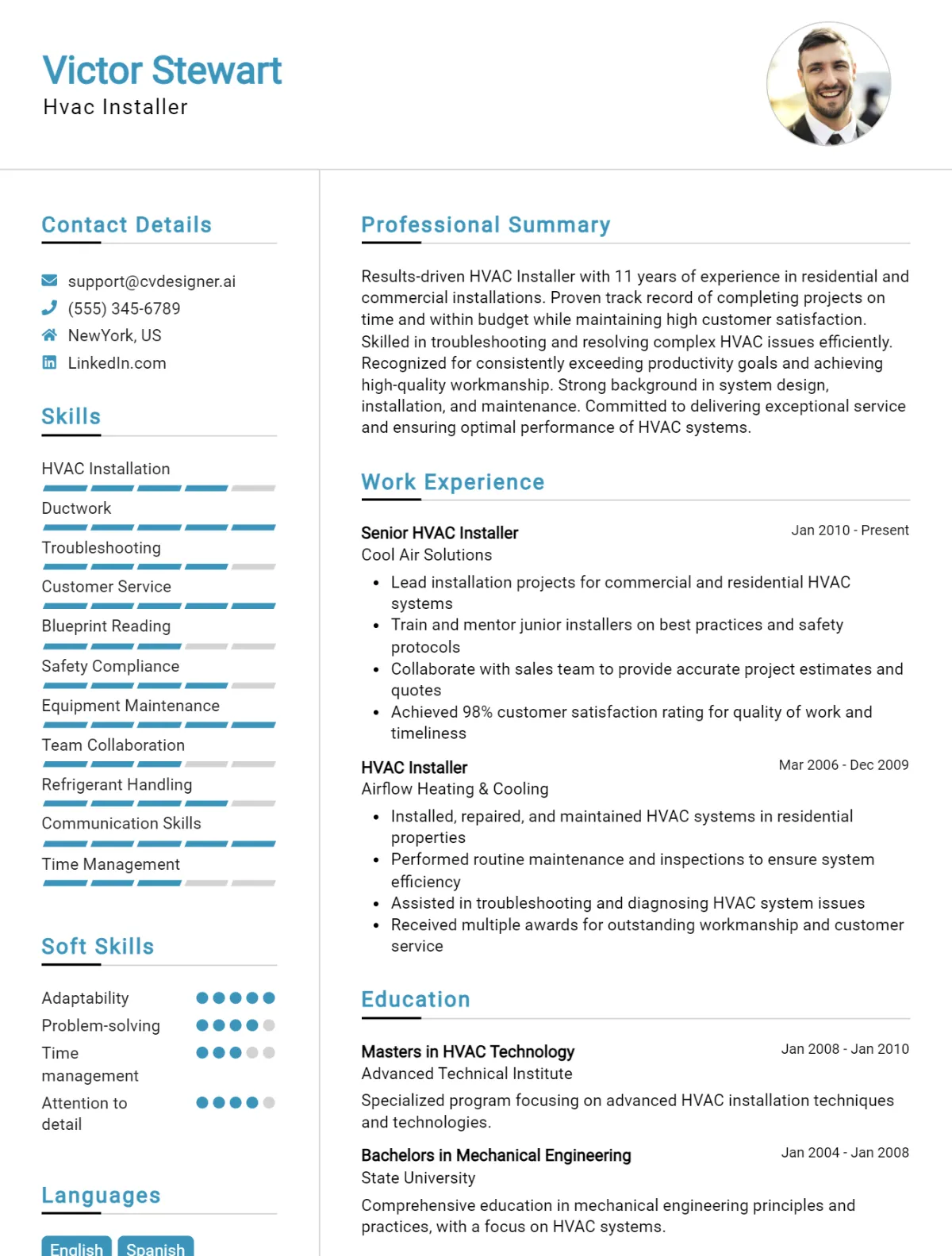 HVAC Installer CV Example For 2026: Ultimate Guide Preview