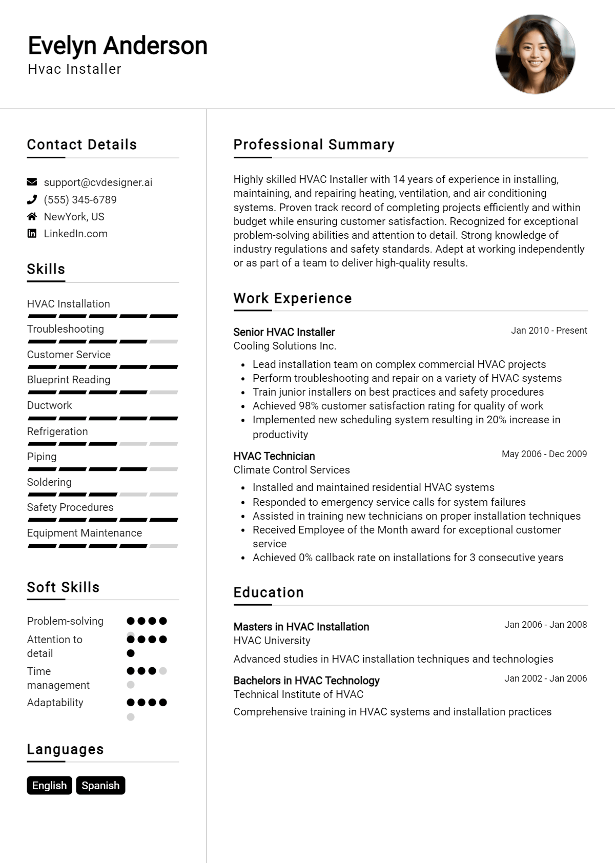 Hvac Installer Resume Example for 2026: Samples & Best Practices Preview