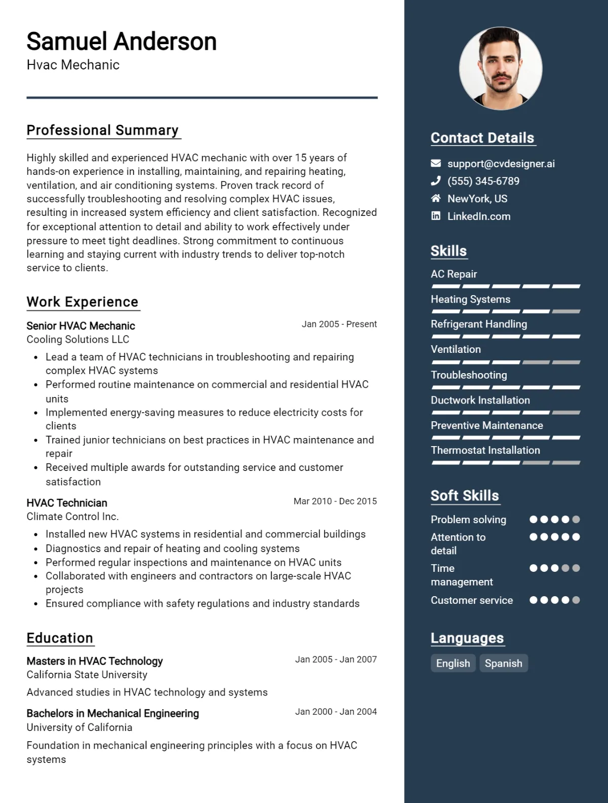 HVAC Mechanic CV Example For 2026: Top Tips & Samples Preview
